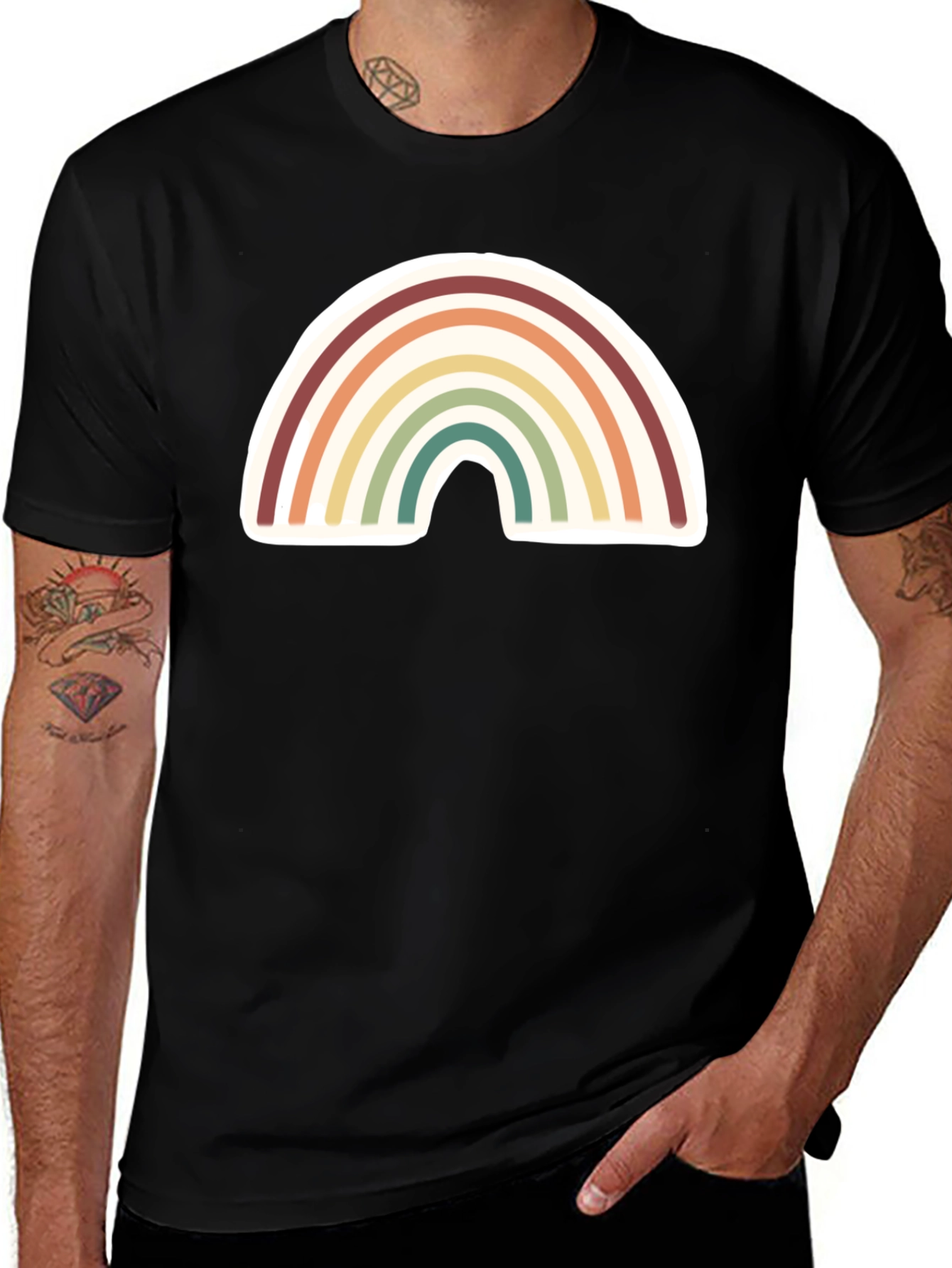 Variant 12 of Retro Rainbow Graphic Tee - Soft Cotton Comfort