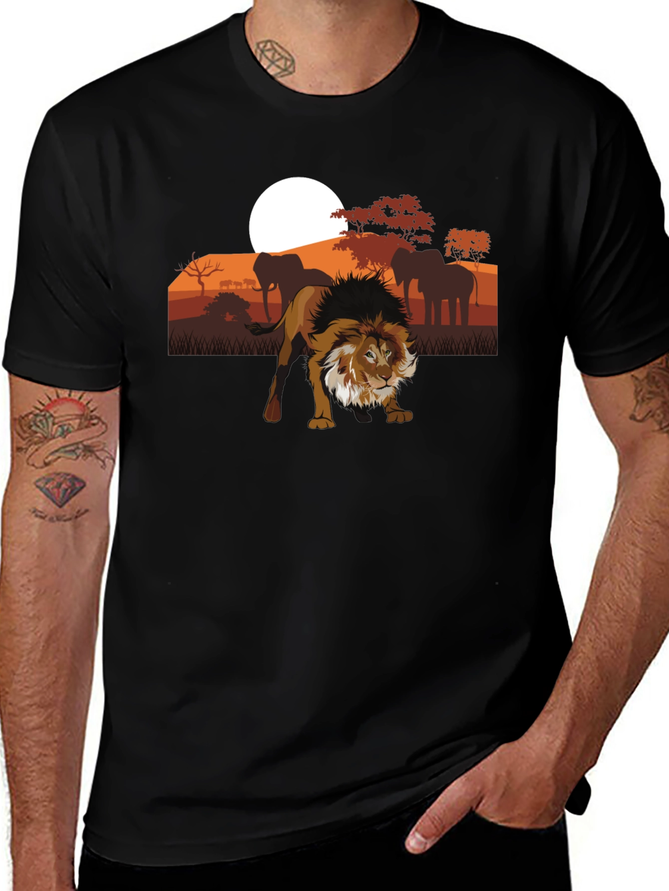 Variant 9 of Lion Safari Graphic Tee - Unisex Black T-Shirt