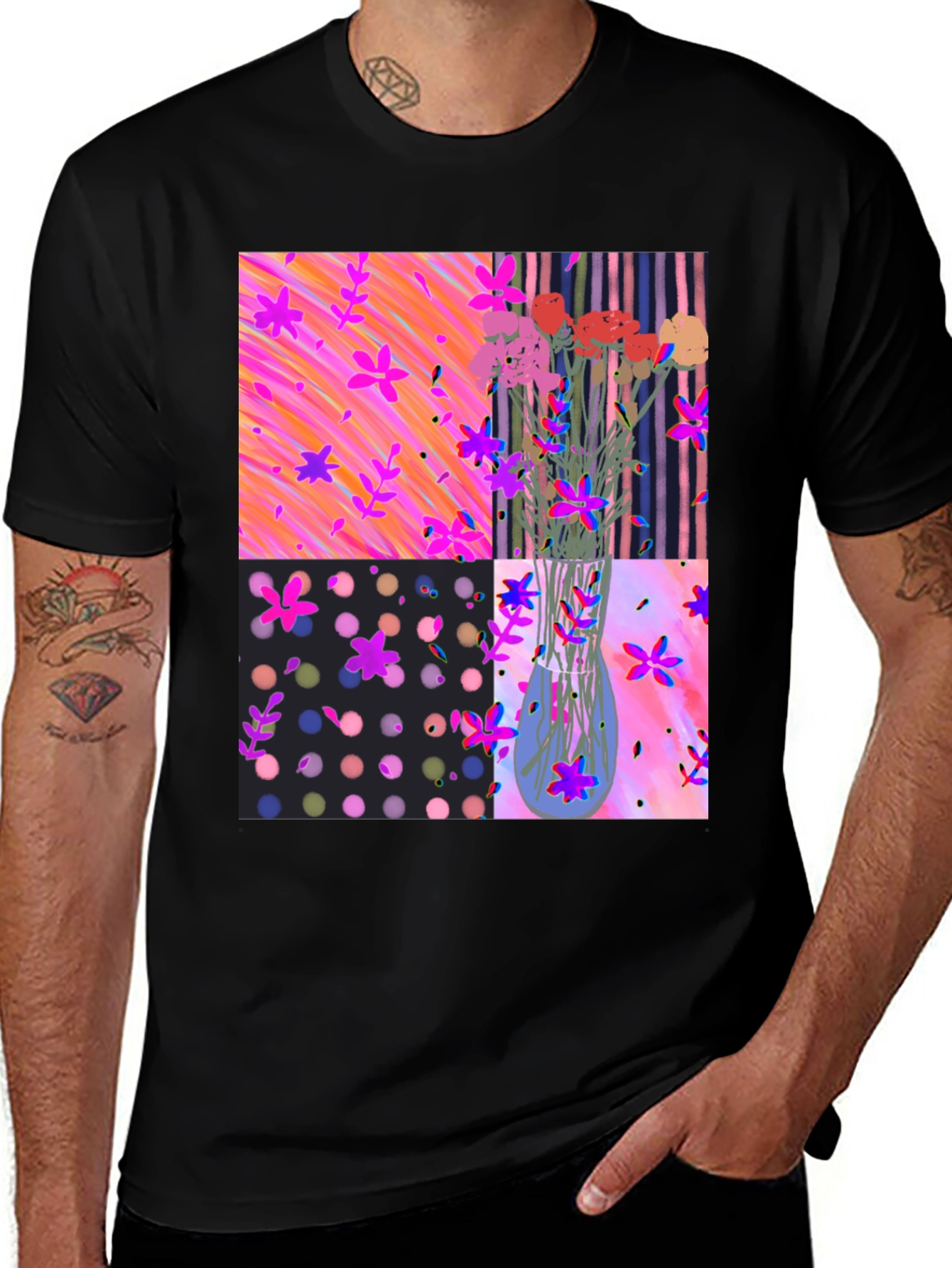Variant 18 of Floral Vase Graphic Tee - Artsy Design
