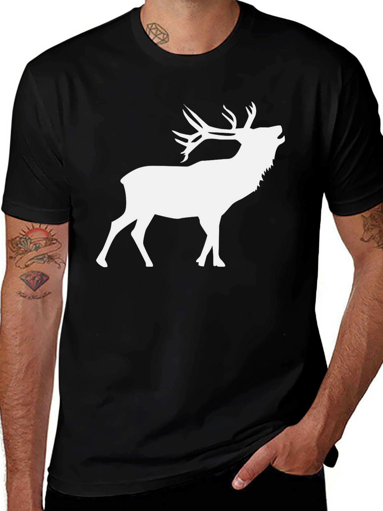 Variant 9 of Deer Silhouette Graphic Tee - Classic Crew Neck T-Shirt