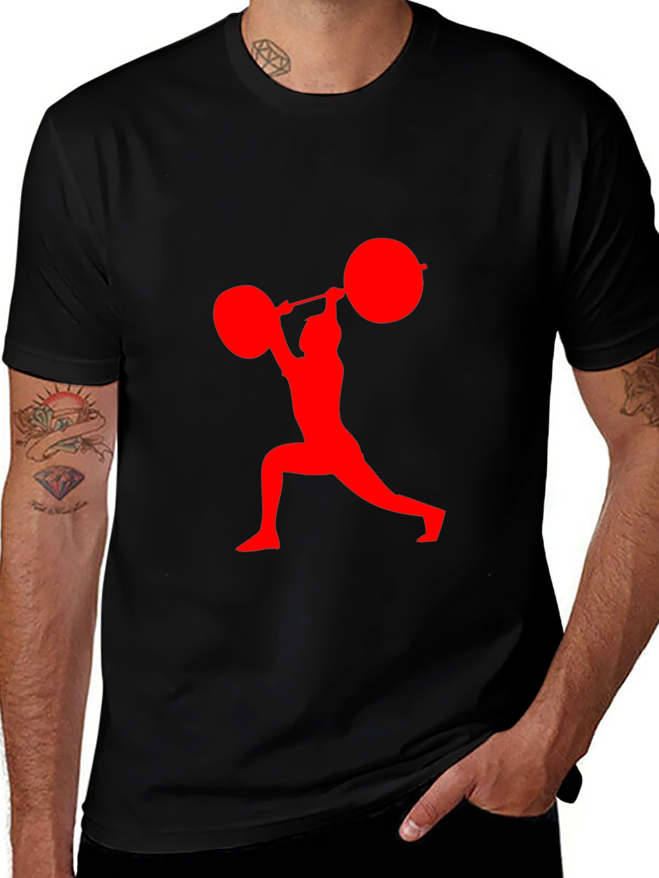 Variant 16 of Weightlifting Graphic Tee - Black Cotton Shirt