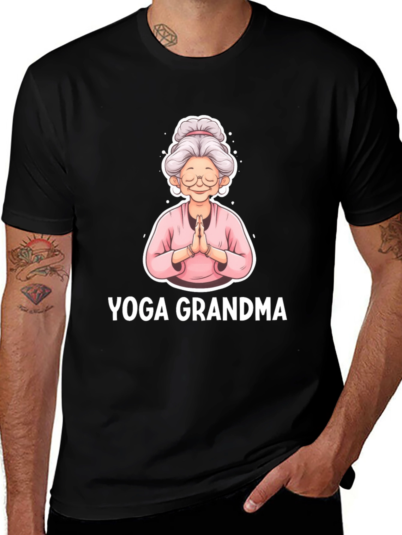 Variant 2 of Yoga Grandma Black T-Shirt