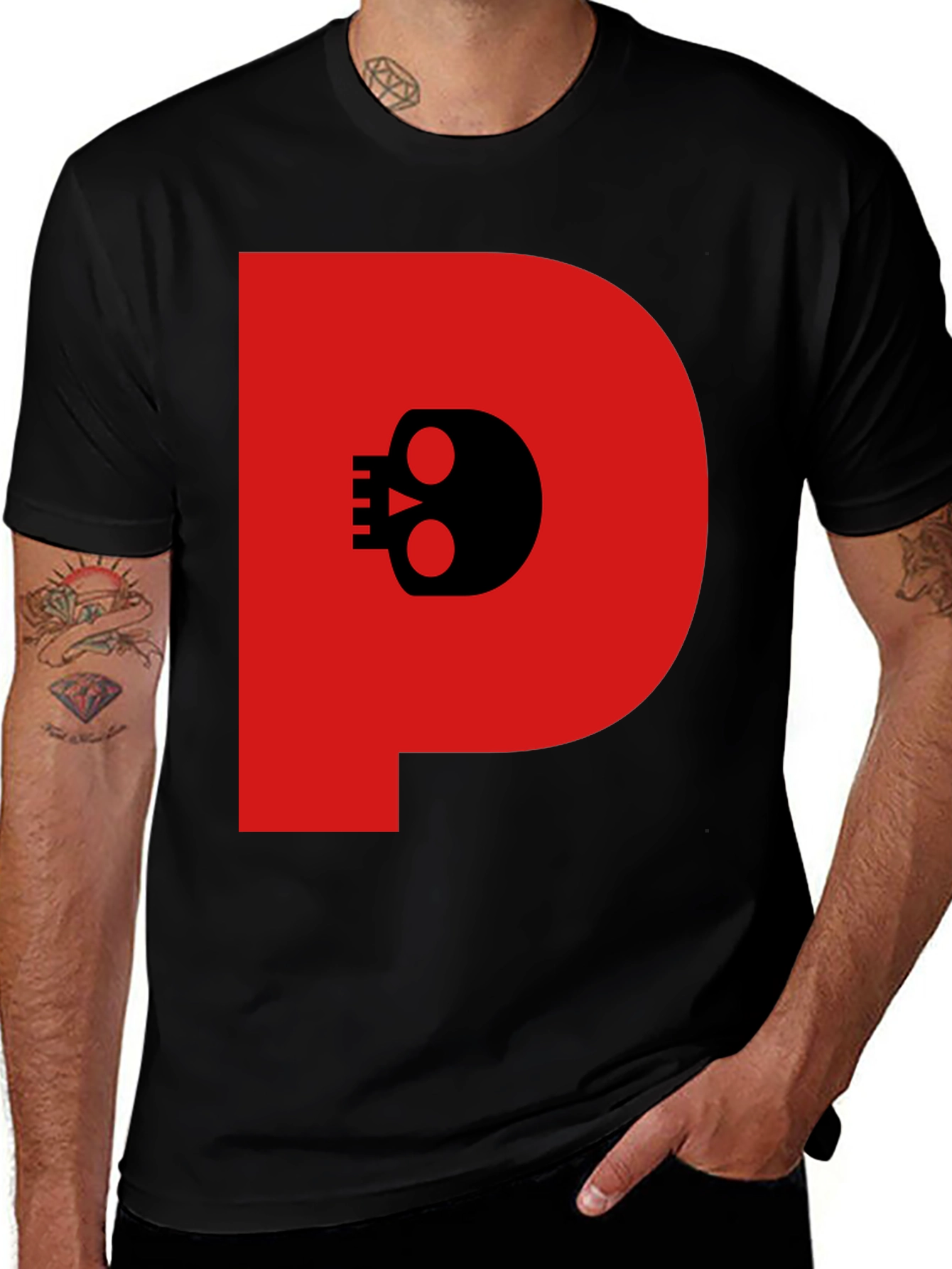 Variant 25 of Red Skull P Graphic Black T-Shirt