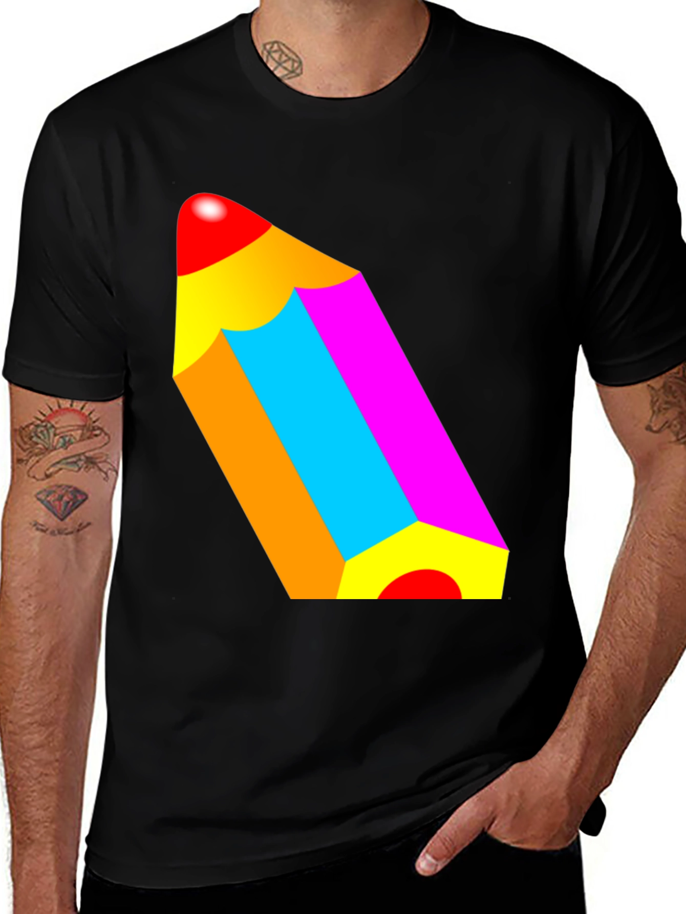 Variant 14 of Colorful Pencil Graphic Tee - Black Unisex T-Shirt