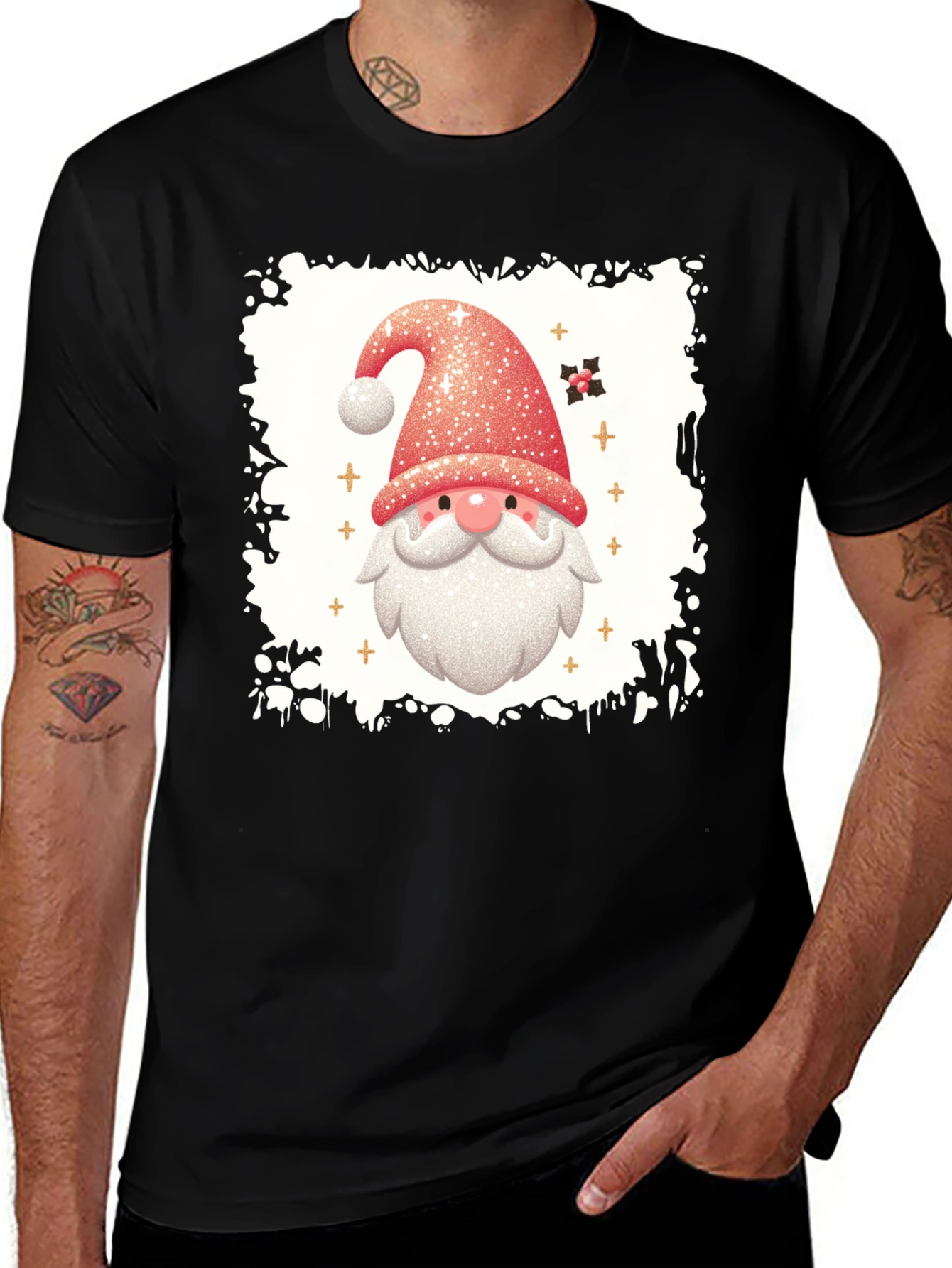 Festive Santa Graphic Tee - Holiday Cheer