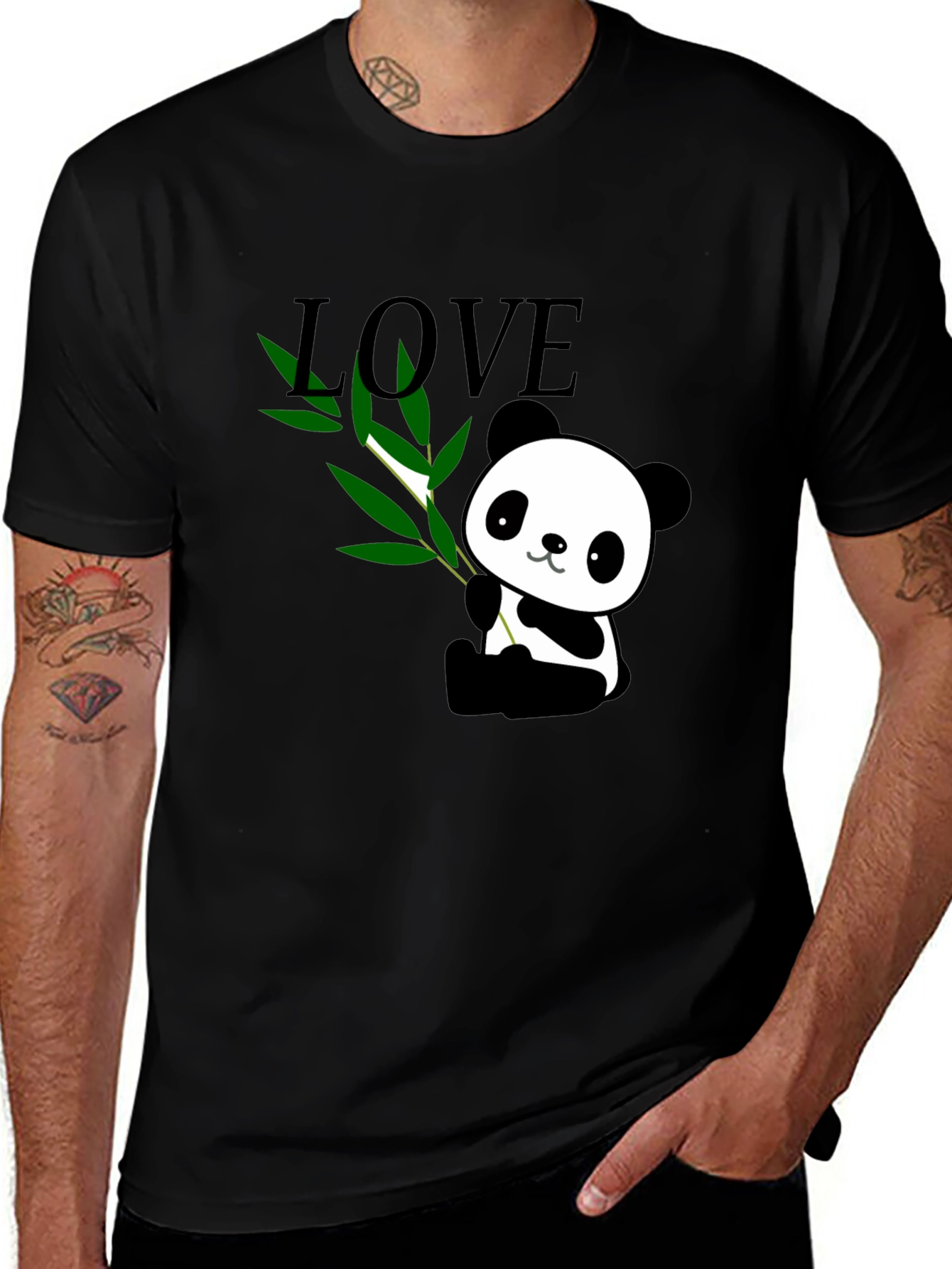 Variant 30 of Cute Panda Love Bamboo Black T-Shirt