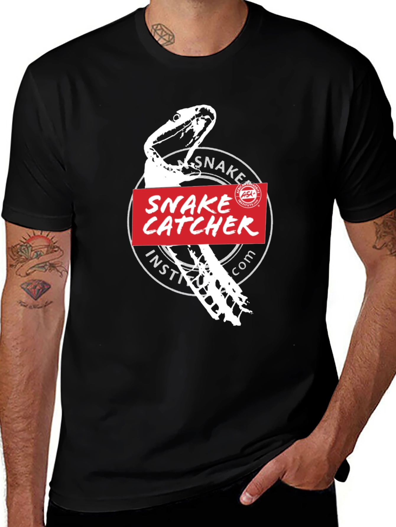 Variant 27 of Snake Catcher Institute T-Shirt -  Black Cotton Tee
