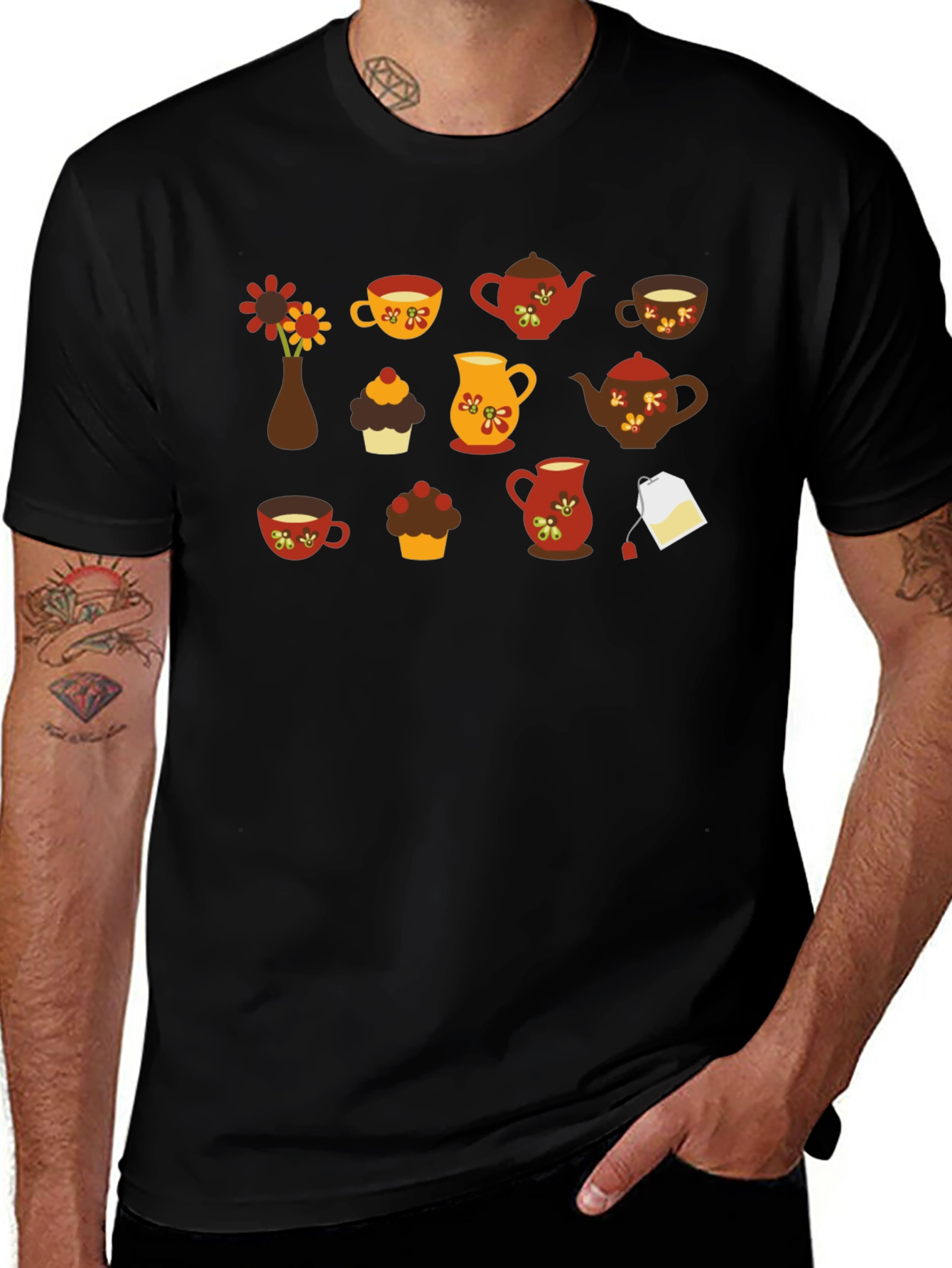 Variant 21 of Autumn Tea Party T-Shirt - Black
