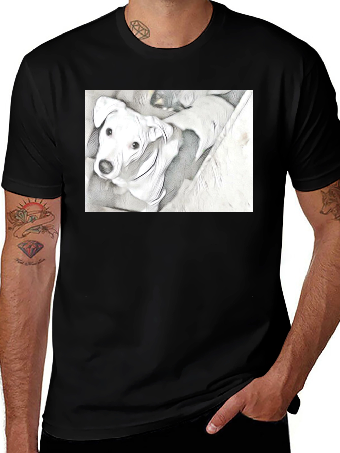 Variant 23 of Dog Graphic Tee - Unique Sketch Art