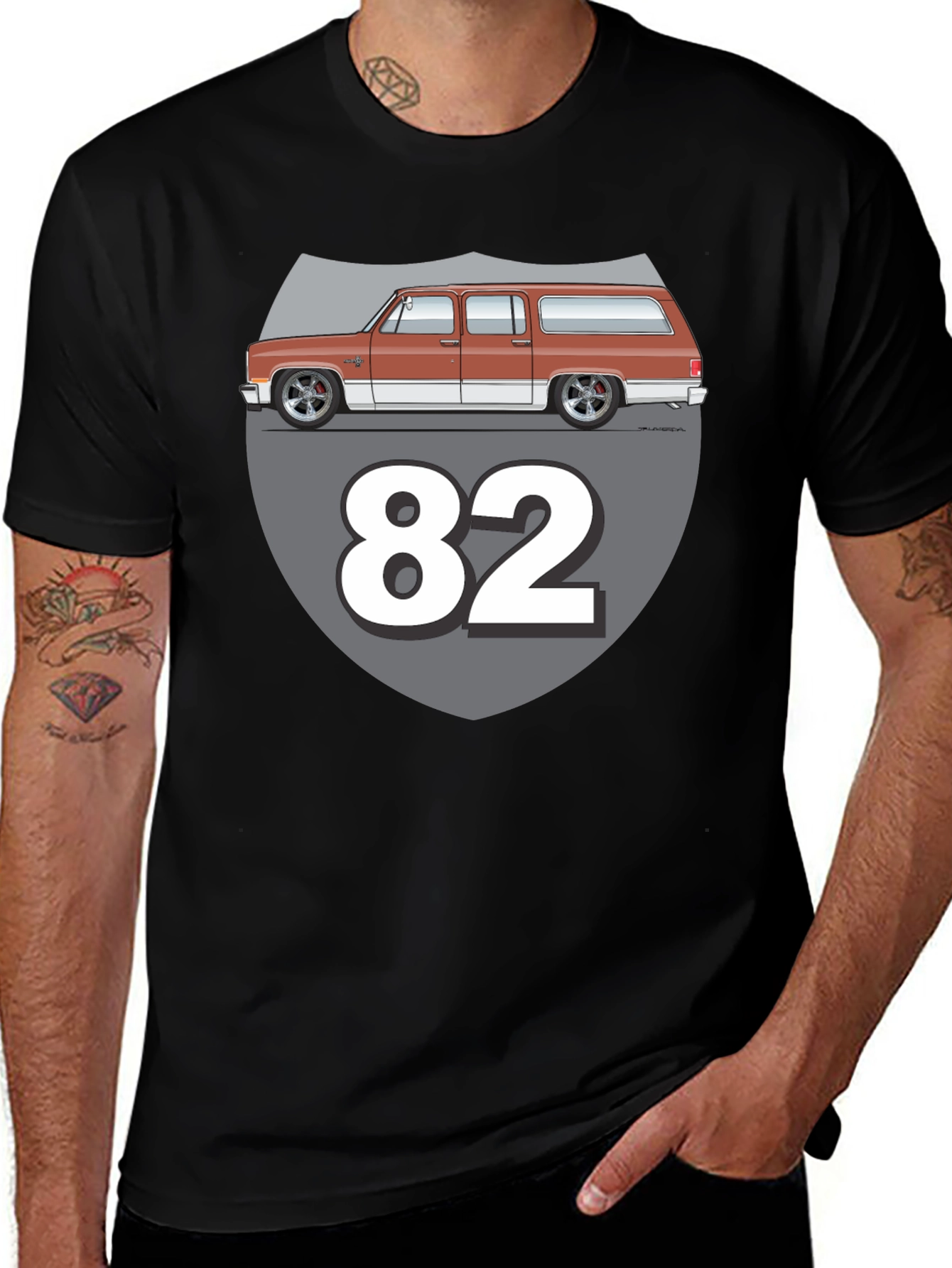 Variant 16 of Retro 82 Car Graphic T-Shirt - Classic Design