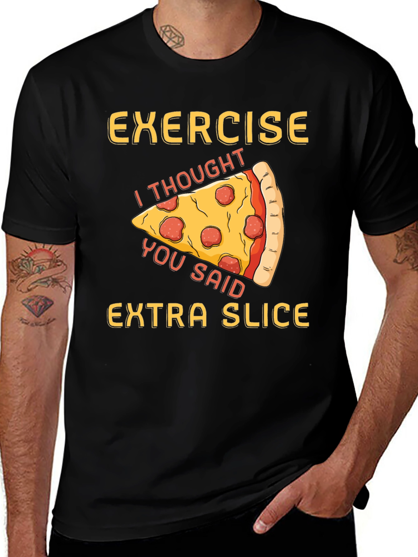 Variant 13 of Funny Pizza Exercise T-Shirt - Extra Slice Design