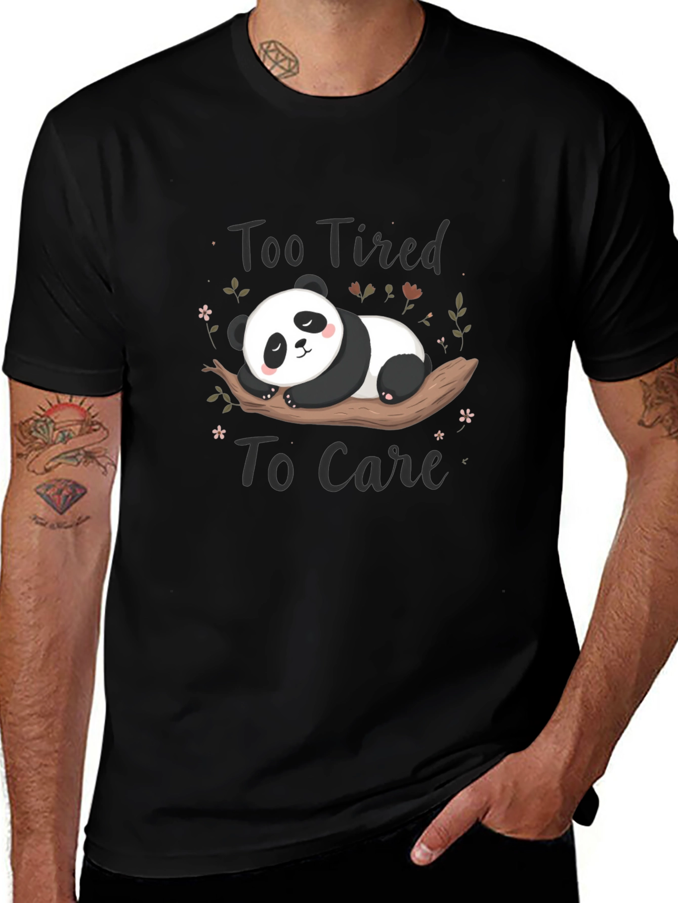 Variant 8 of Too Tired to Care Panda T-Shirt