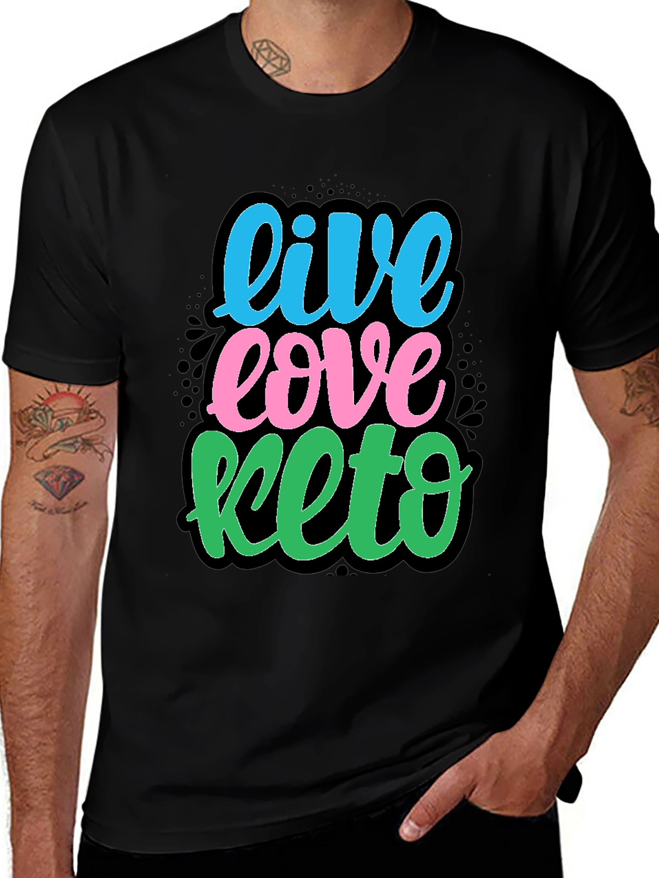 Variant 30 of Live Love Keto T-Shirt - Black Graphic Tee