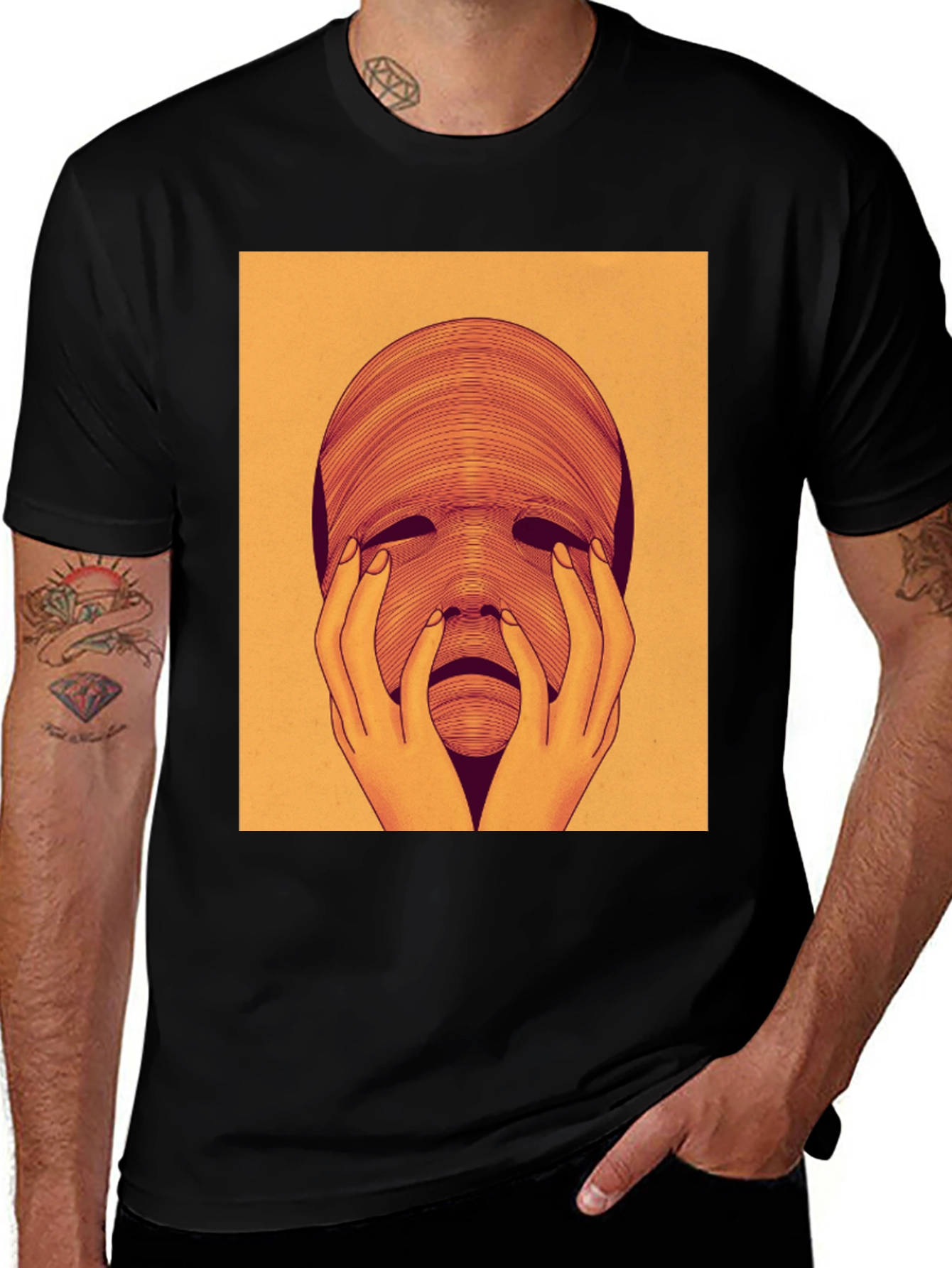 Variant 26 of Surreal Face Graphic Tee - Unique Art T-Shirt