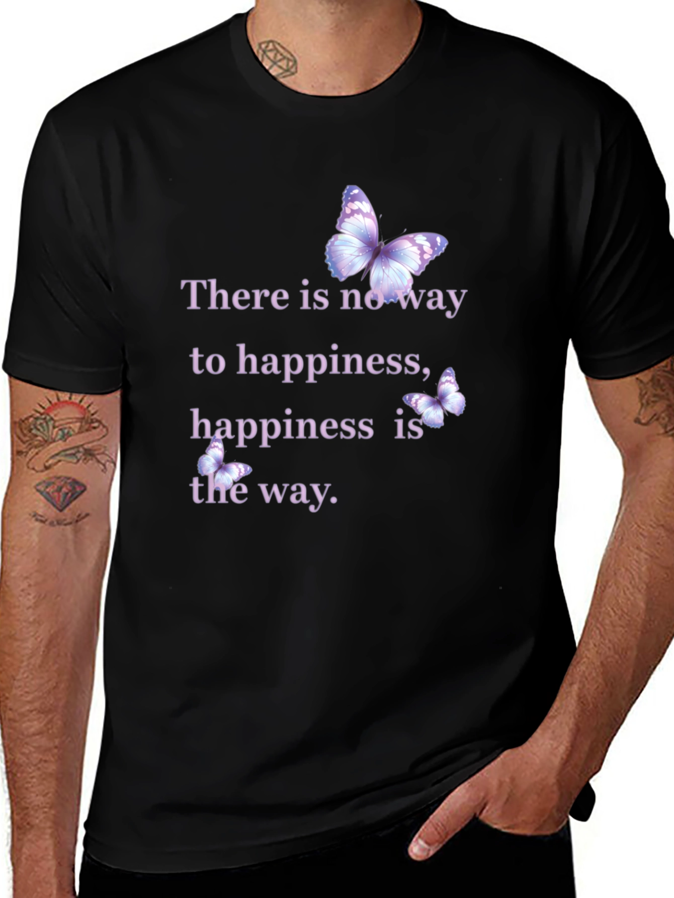 Variant 7 of Inspirational Butterfly Graphic Black T-Shirt