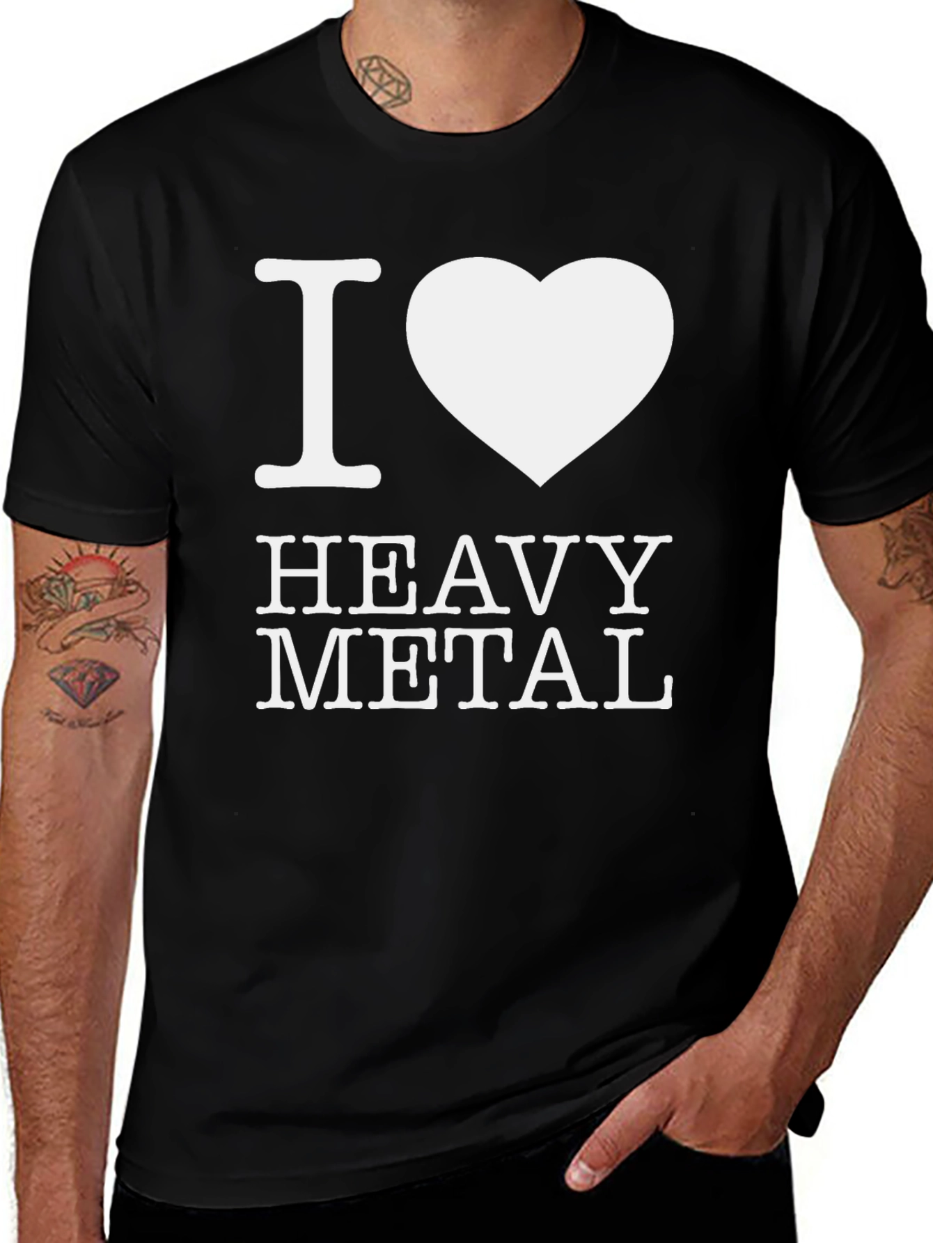Variant 19 of I Heart Heavy Metal Graphic Tee - Black Cotton T-Shirt