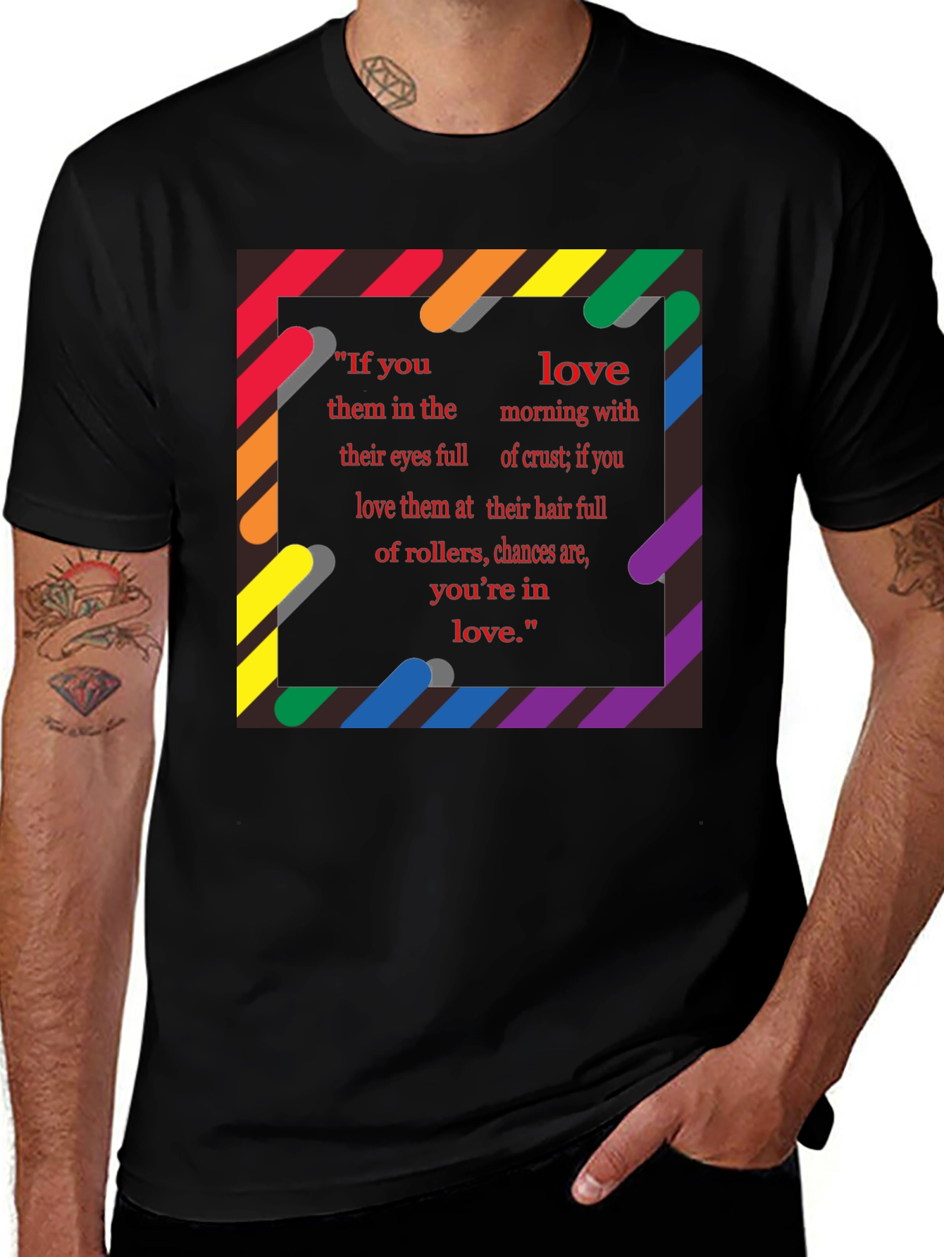 Variant 14 of Love Quote Graphic Tee - Pride Colors