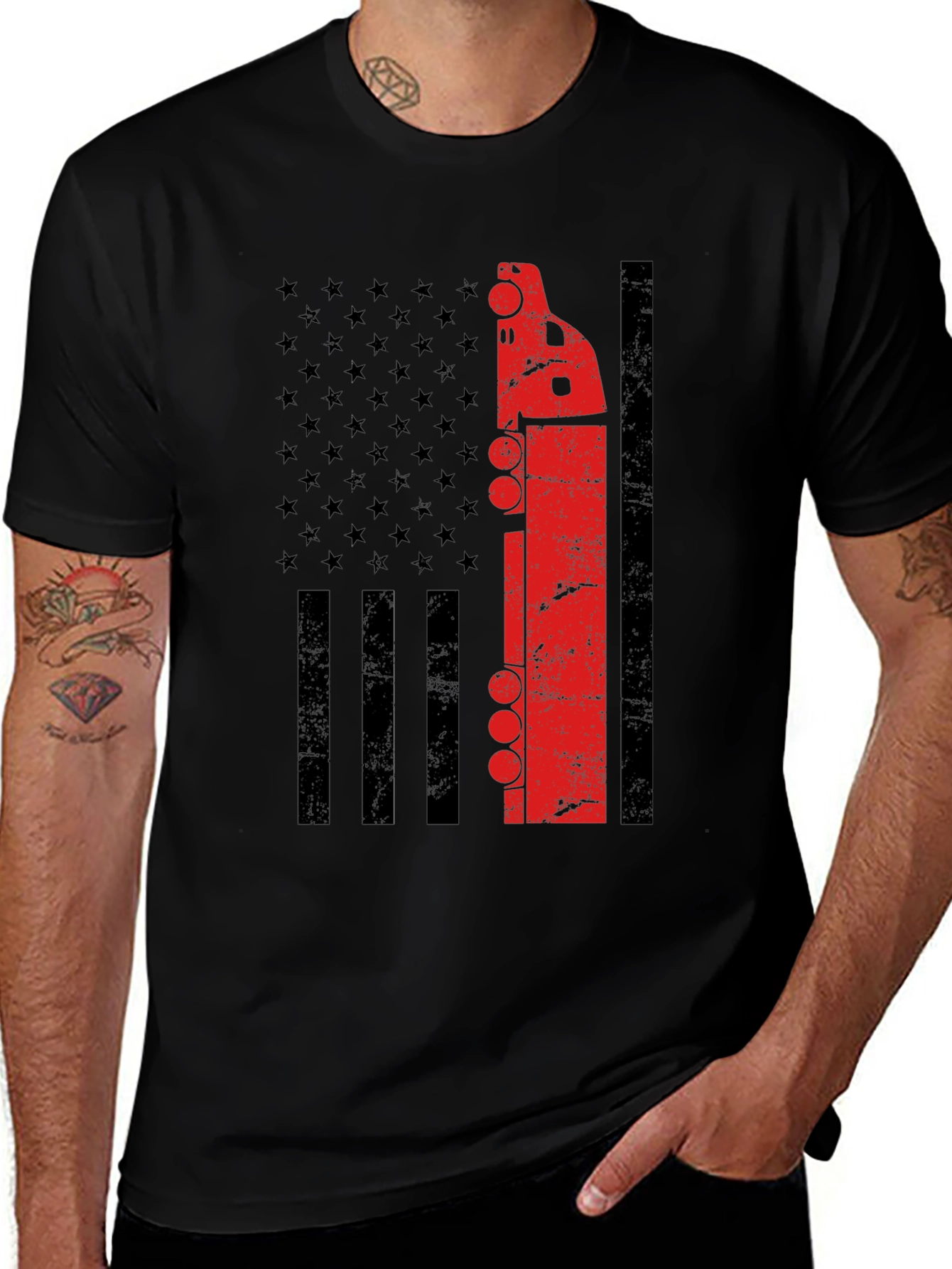 Variant 13 of American Flag Trucker T-Shirt