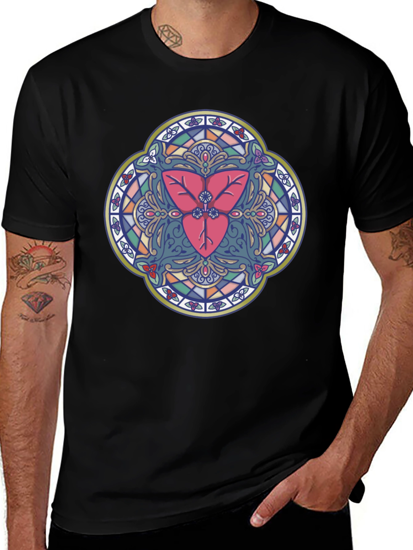 Variant 5 of Stained Glass Heart Graphic T-Shirt