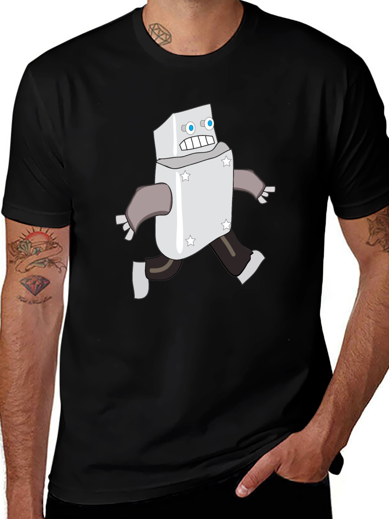 Variant 12 of Robot Graphic T-Shirt - Black Cotton Tee