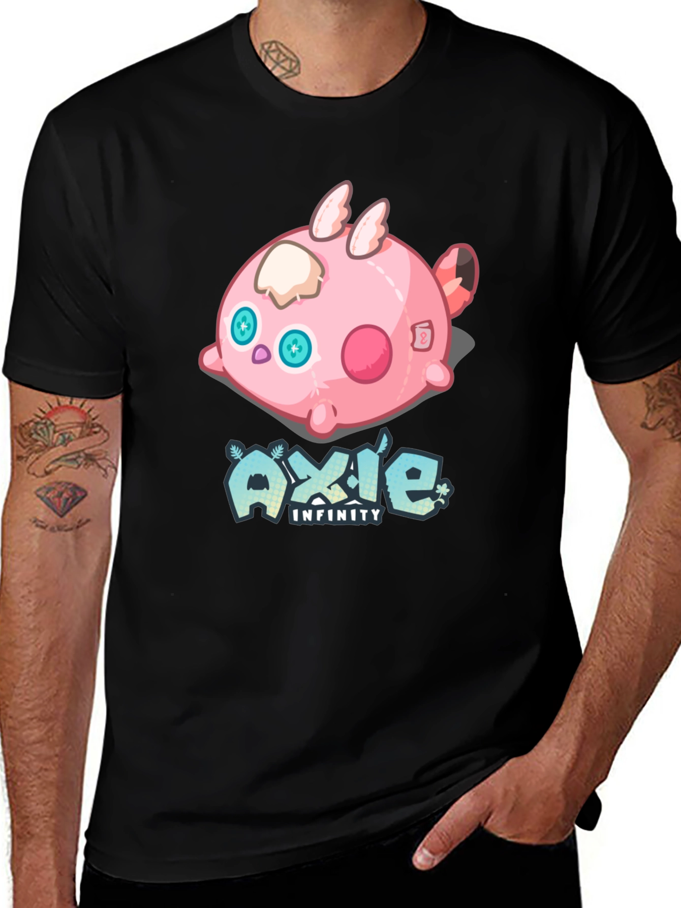 Axie Infinity Cartoon Graphic Black T-Shirt