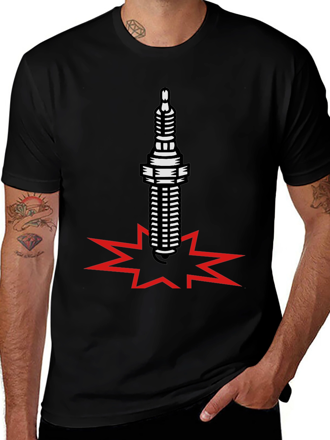 Variant 19 of Spark Plug Boom Black T-Shirt