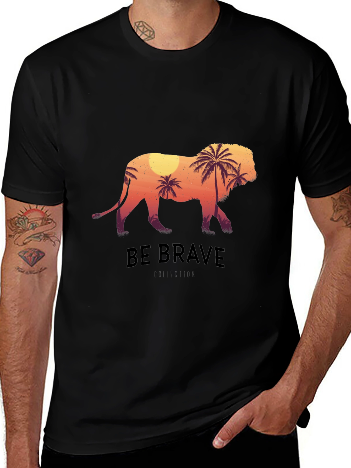Variant 17 of Lion Sunset Graphic Tee - Be Brave