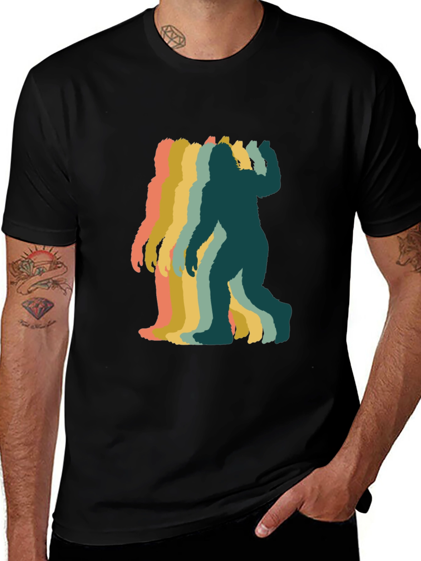 Variant 20 of Retro Bigfoot Silhouette Graphic T-Shirt - Black