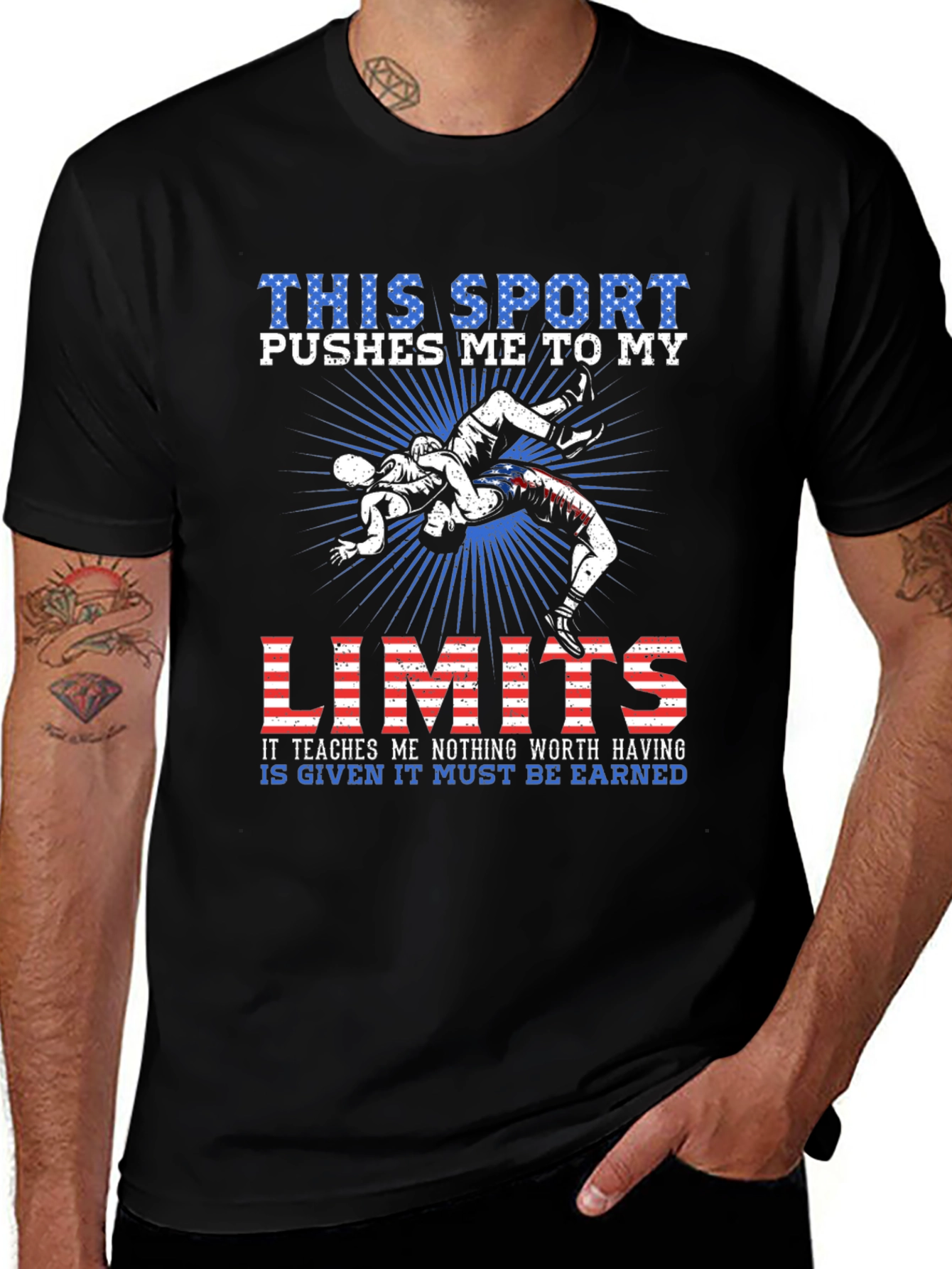 Variant 5 of Wrestling Limits Patriotic T-Shirt
