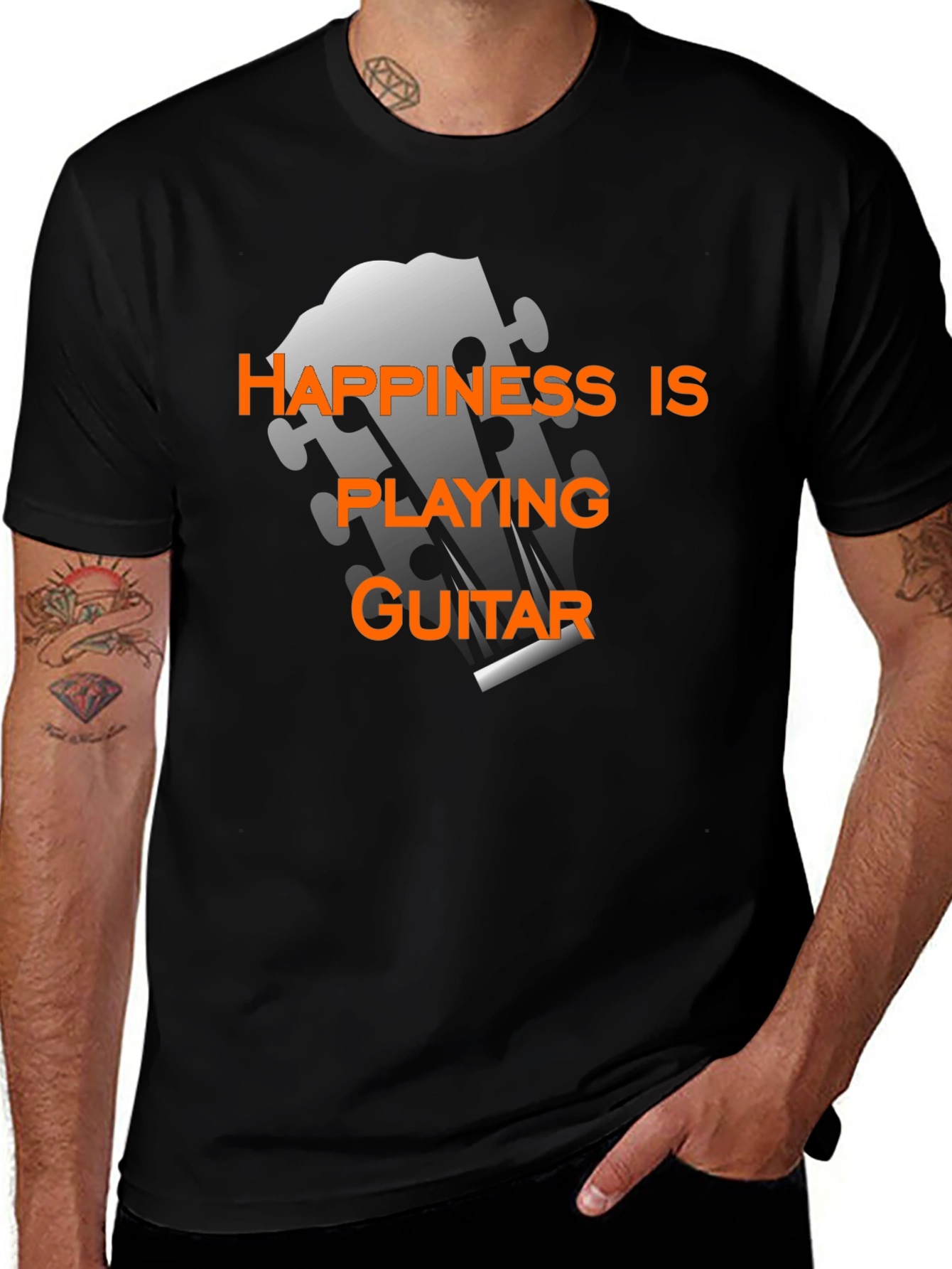 Variant 15 of Happiness is Playing Guitar Black T-Shirt