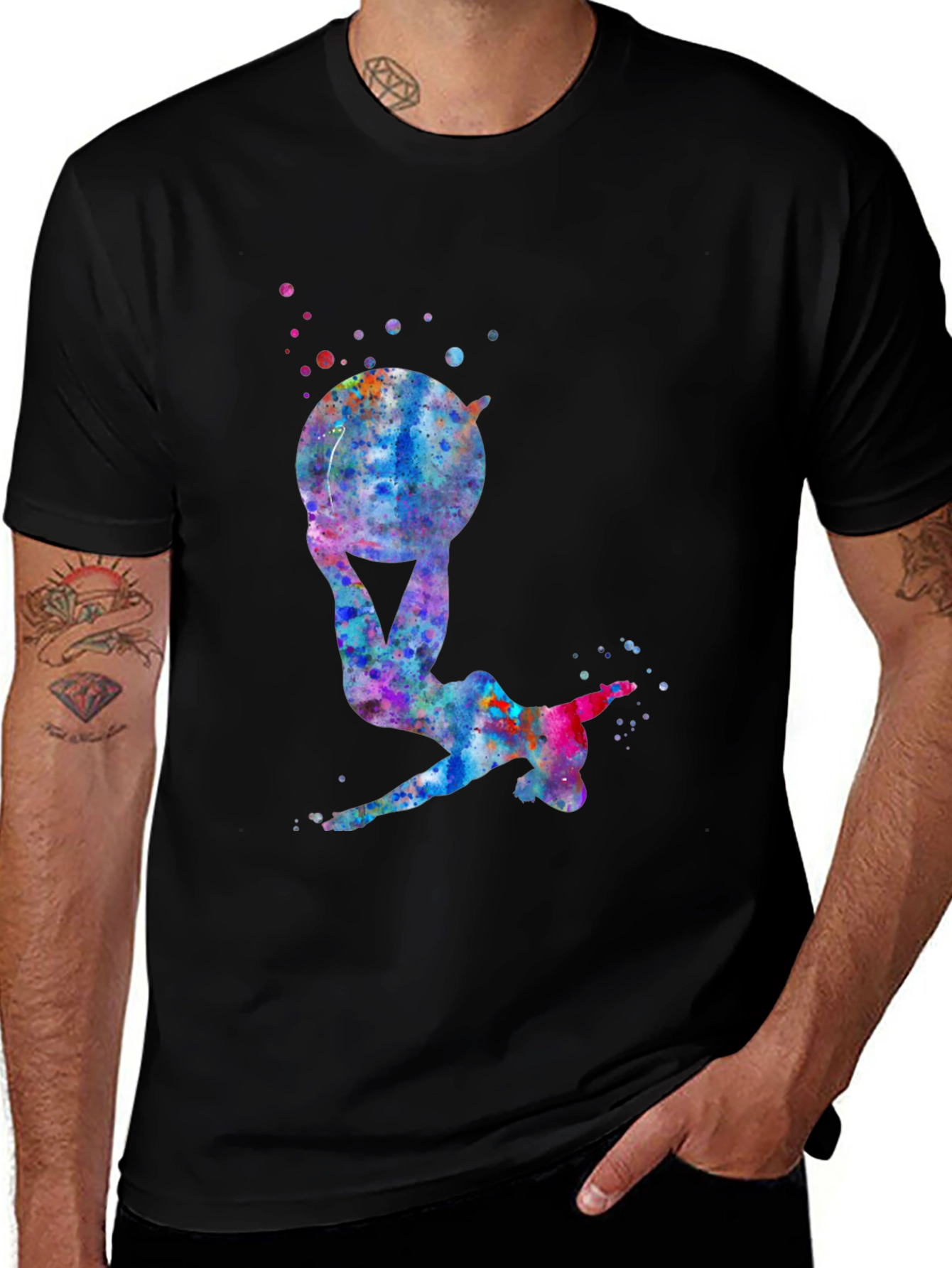 Variant 12 of Gymnast Watercolor Black T-Shirt