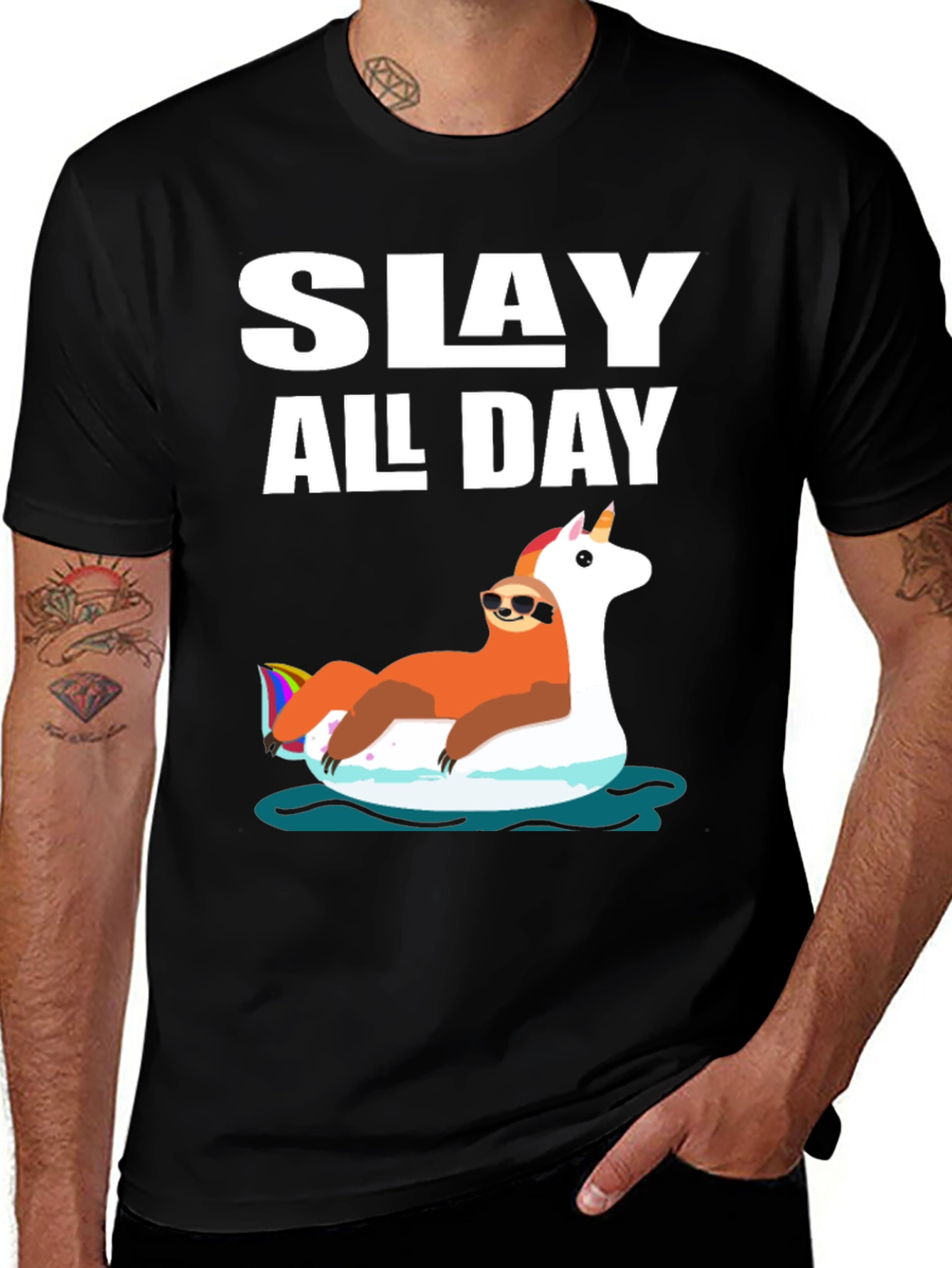 Variant 18 of Slay All Day Sloth Unicorn Float T-Shirt