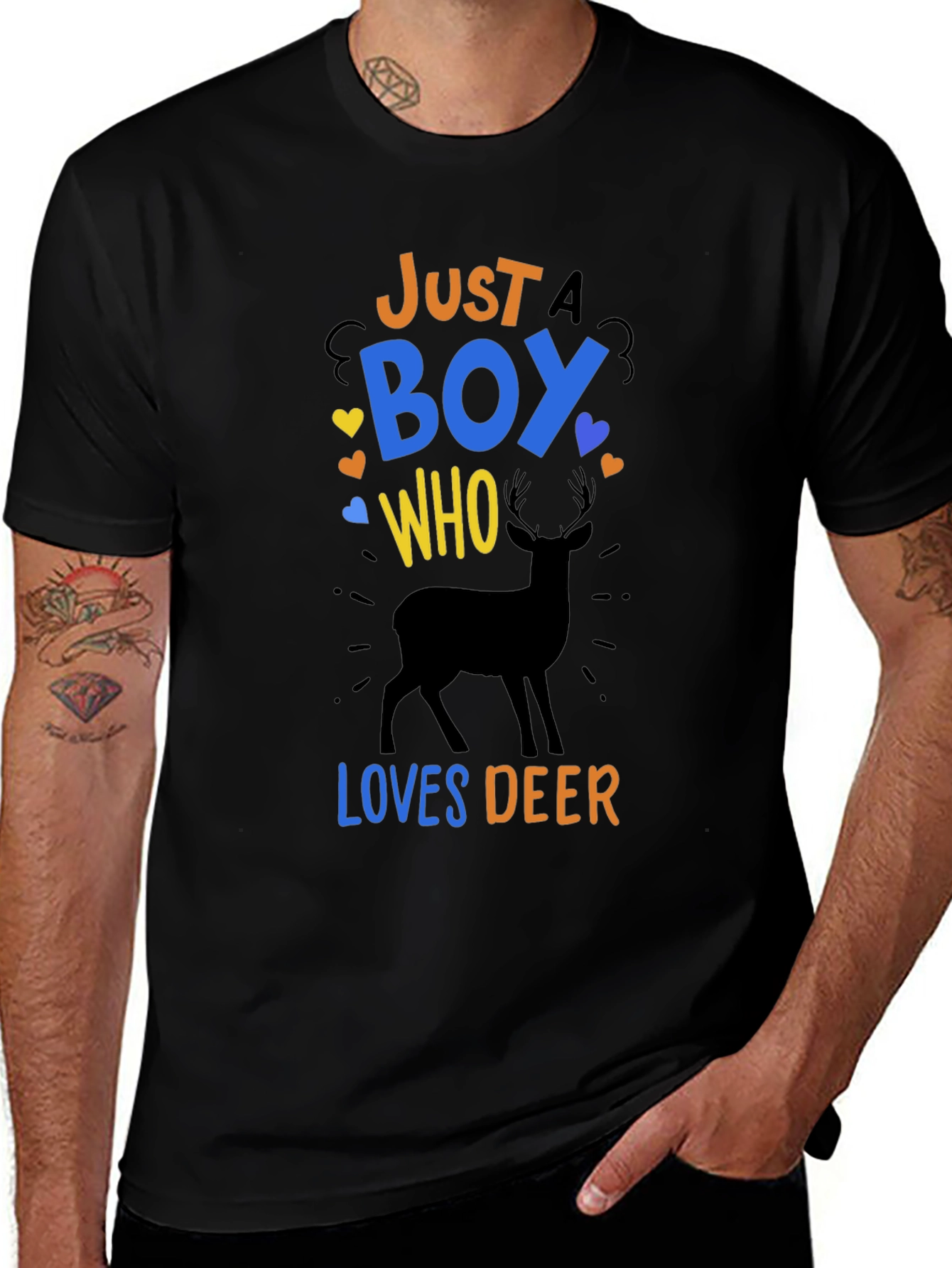 Variant 16 of Just A Boy Who Loves Deer T-Shirt - Black