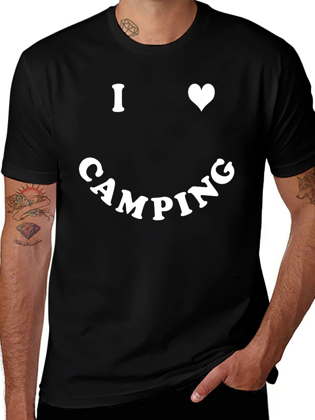 Variant 9 of I Heart Camping Graphic T-Shirt - Black