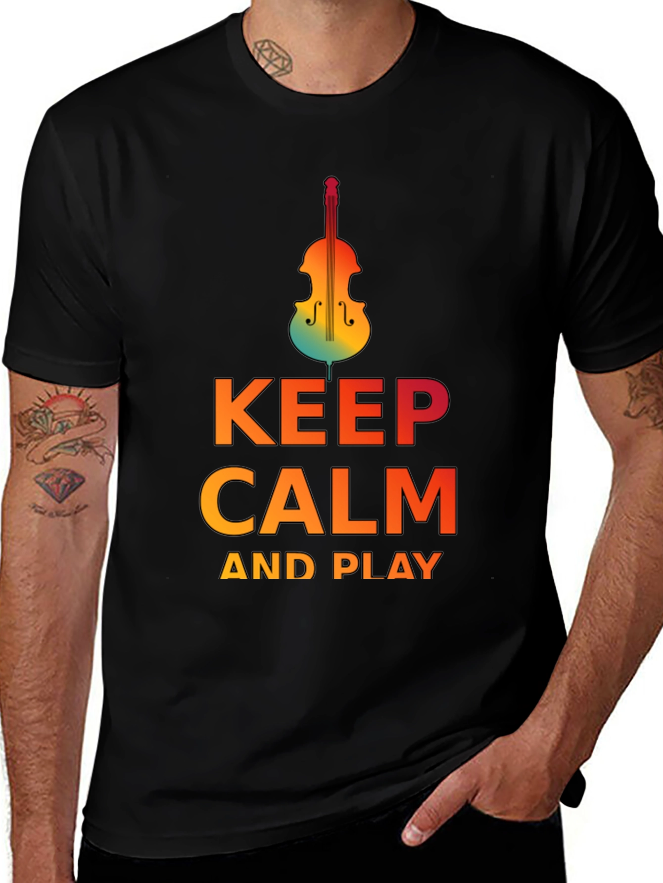 Variant 23 of Keep Calm and Play Cello Black T-Shirt