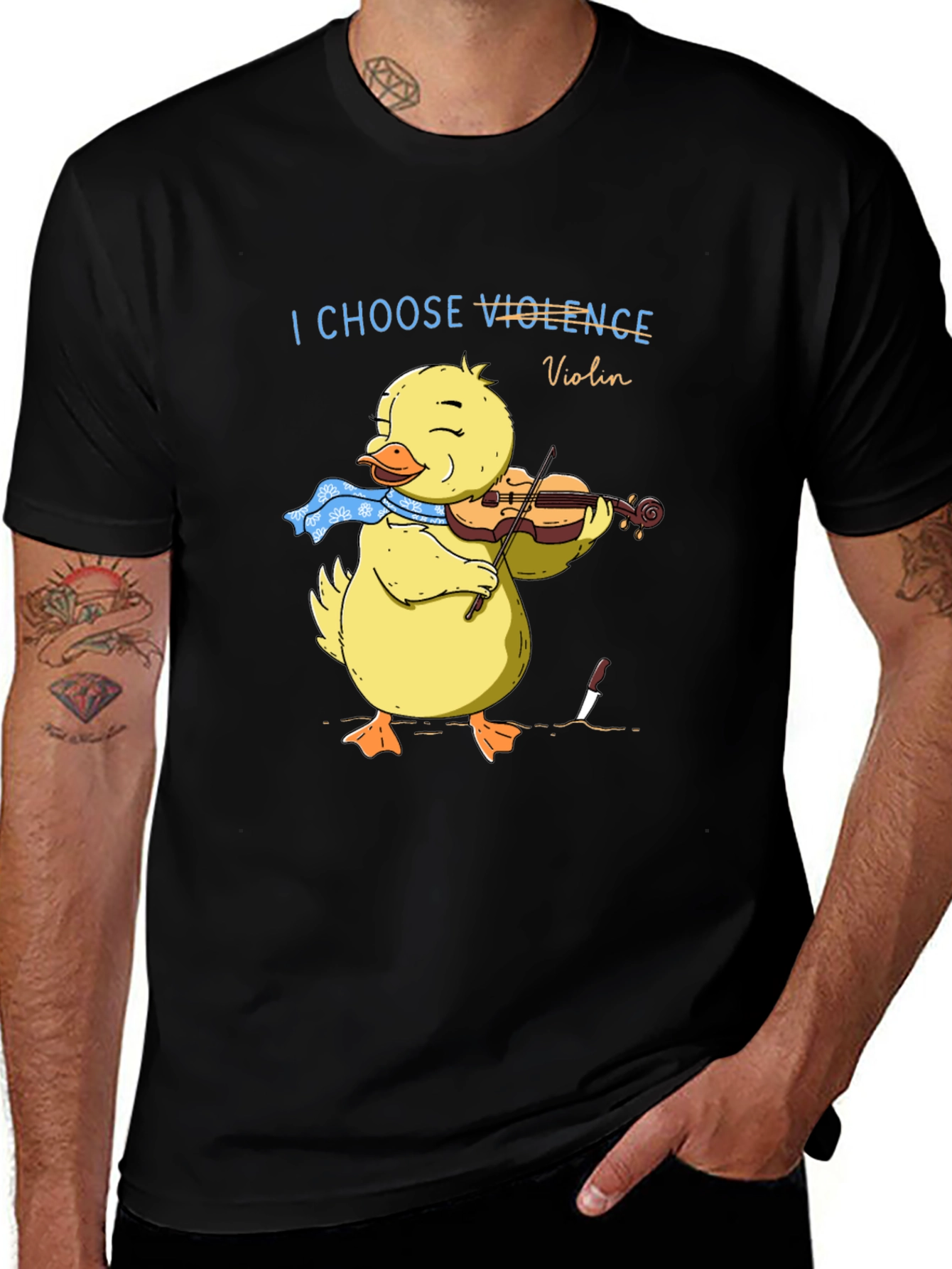 Variant 11 of I Choose Violence Violin Duck Graphic Tee