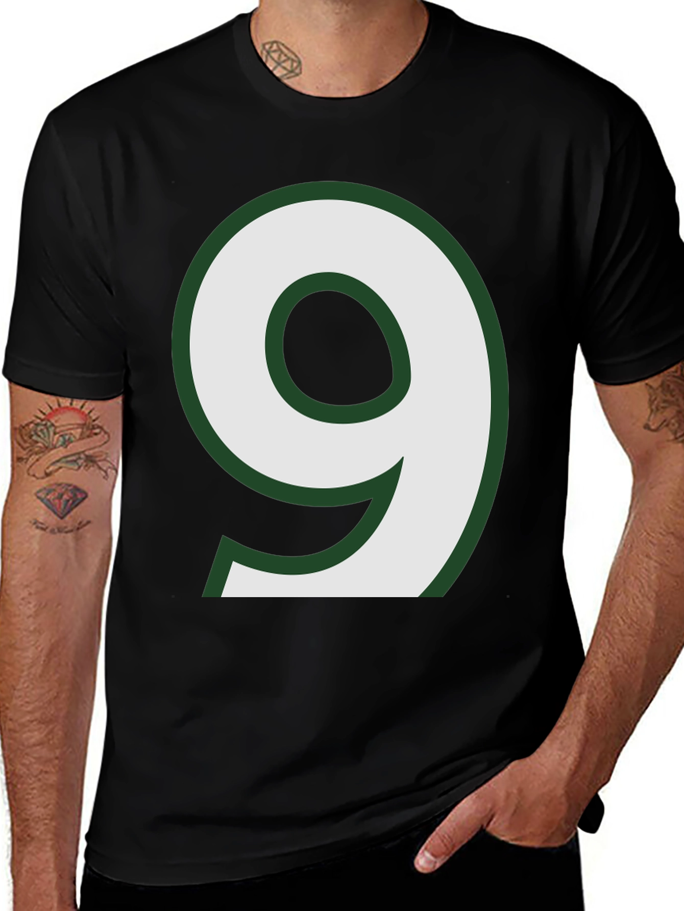 Variant 26 of Number 9 Graphic Tee - Black Cotton Blend