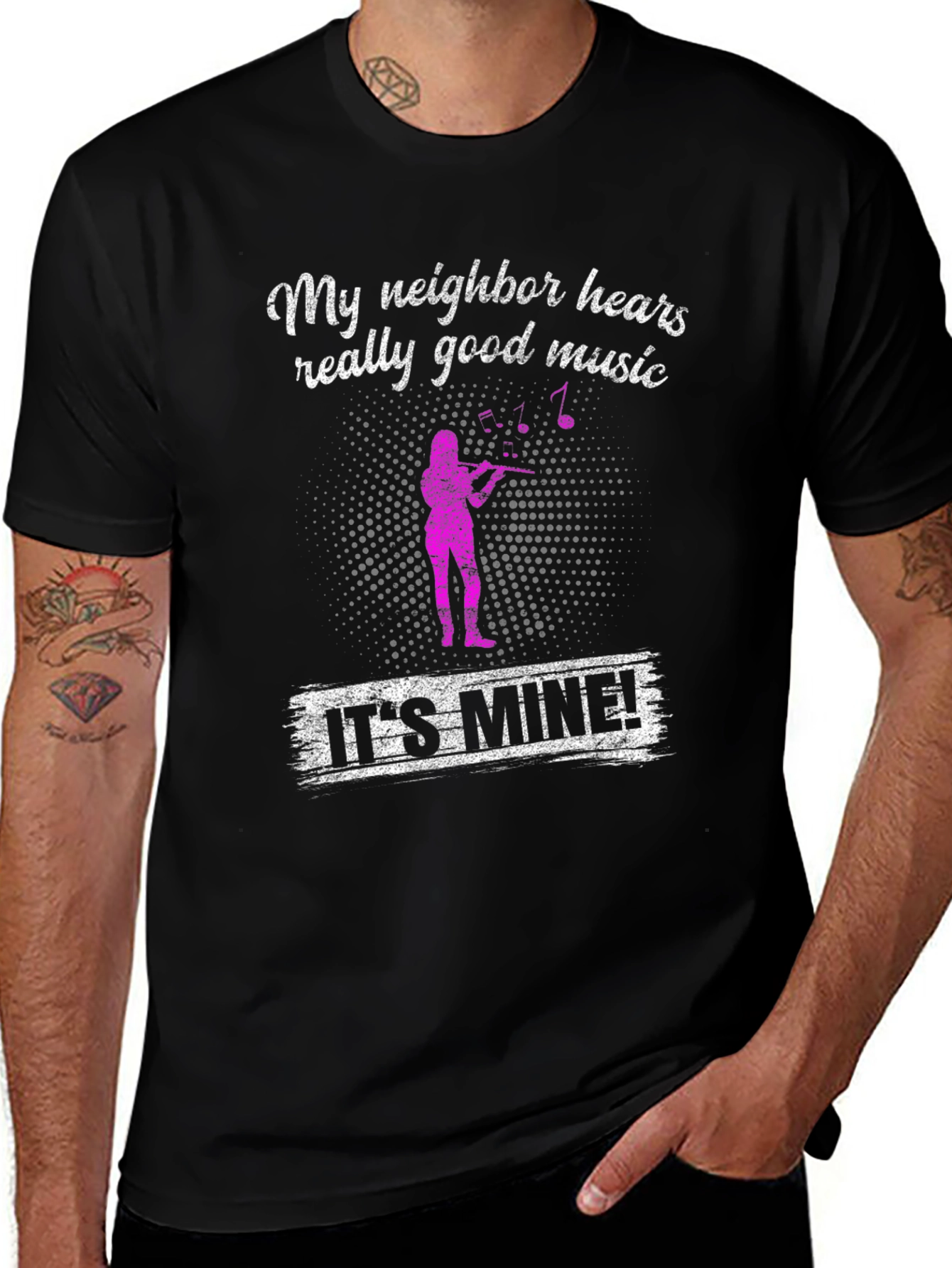 Variant 22 of Funny Musician T-Shirt - My Neighbor Hears Really Good Music