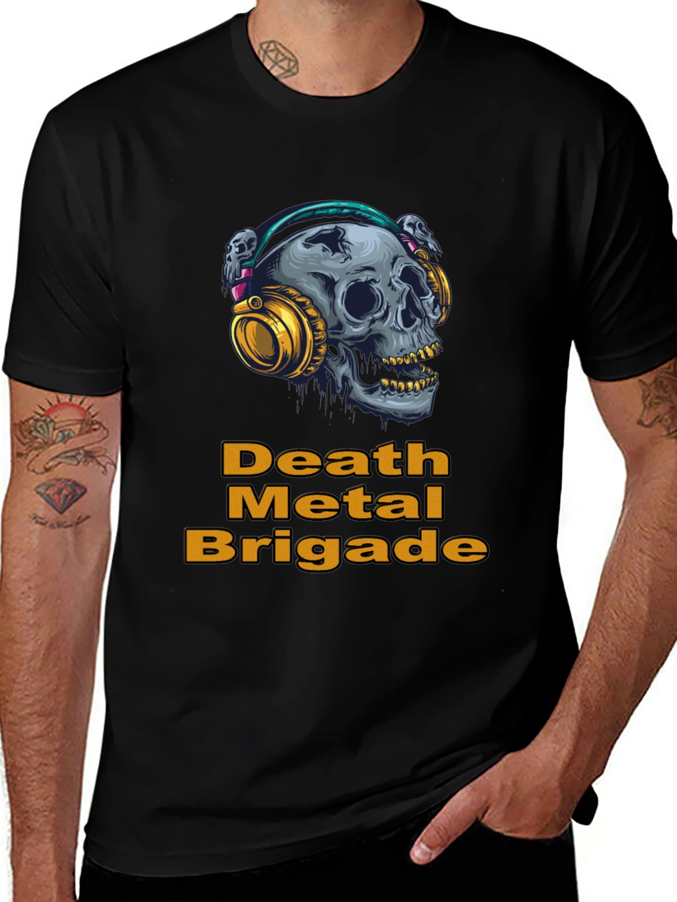 Variant 30 of Death Metal Brigade Skull T-Shirt - Music Lover Tee