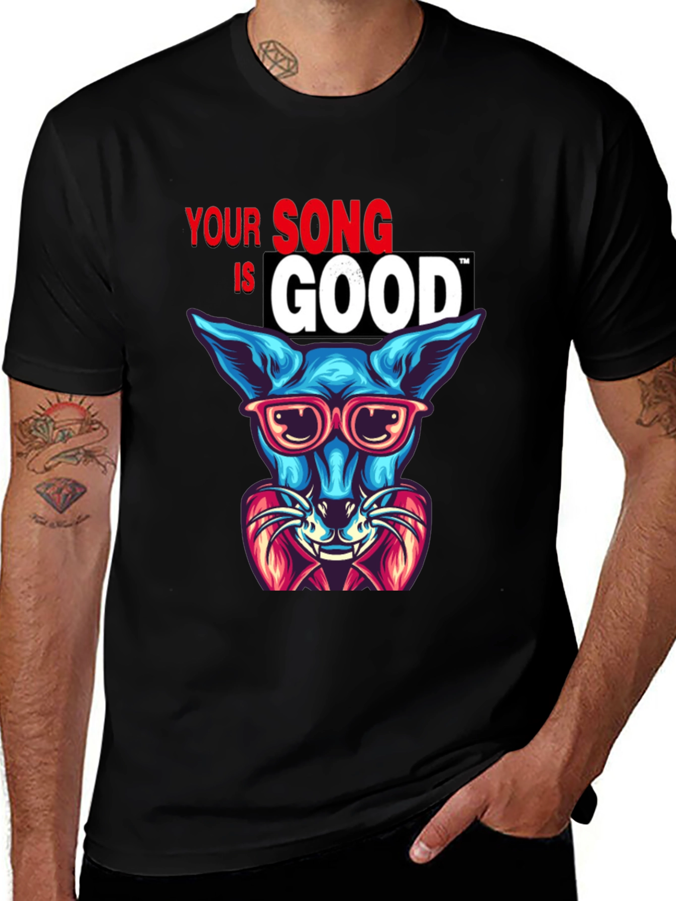 Variant 9 of Cool Cat Graphic T-Shirt - "Your Song Is Good"
