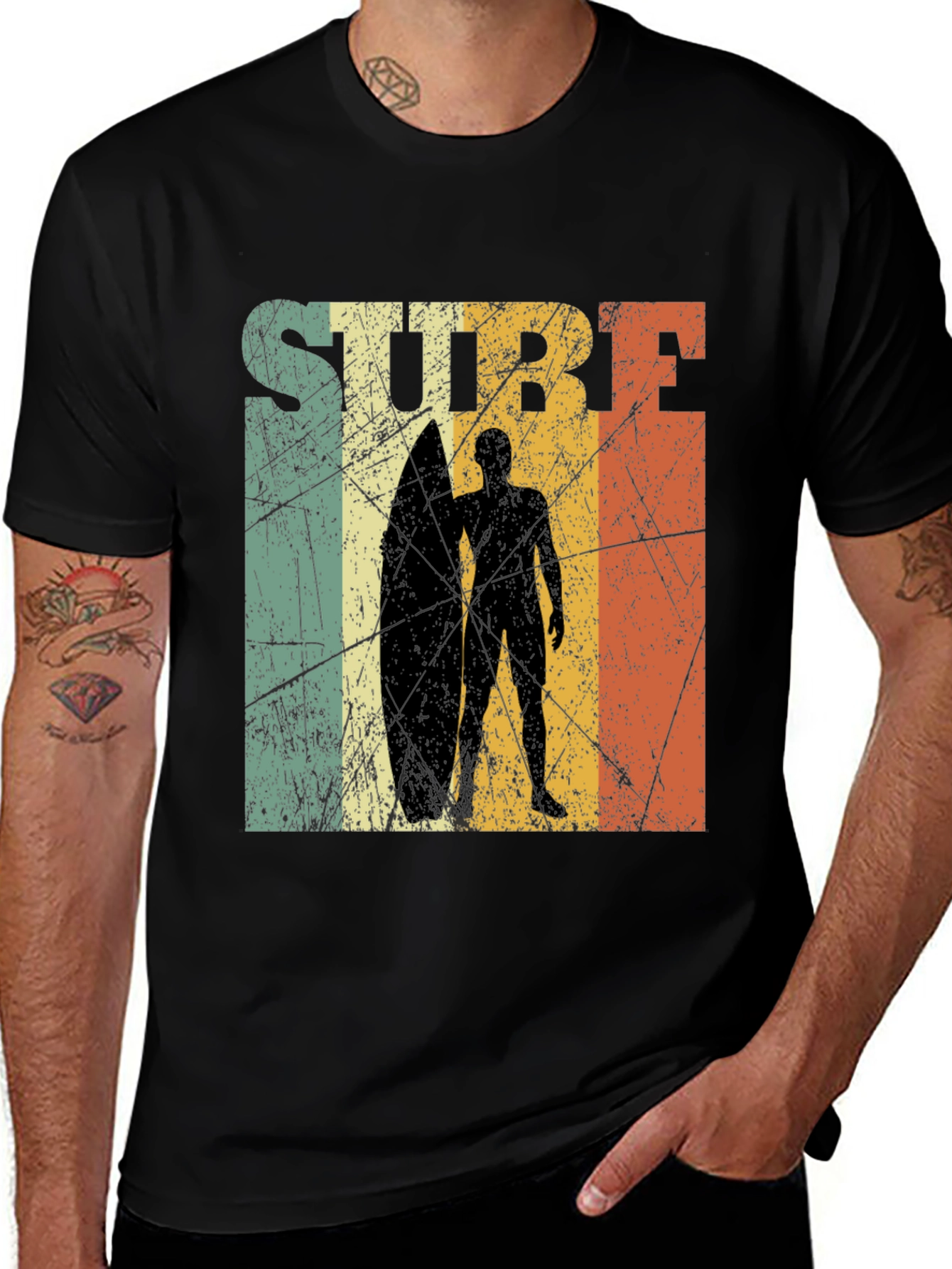 Vintage Surf T-Shirt - Retro Surfer Design