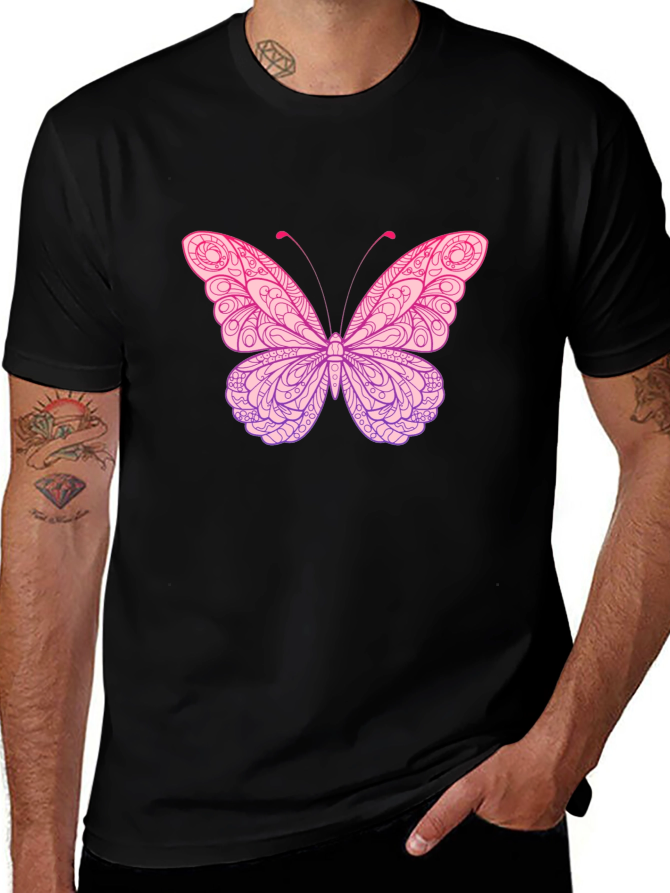 Variant 22 of Butterfly Graphic Print Black T-Shirt