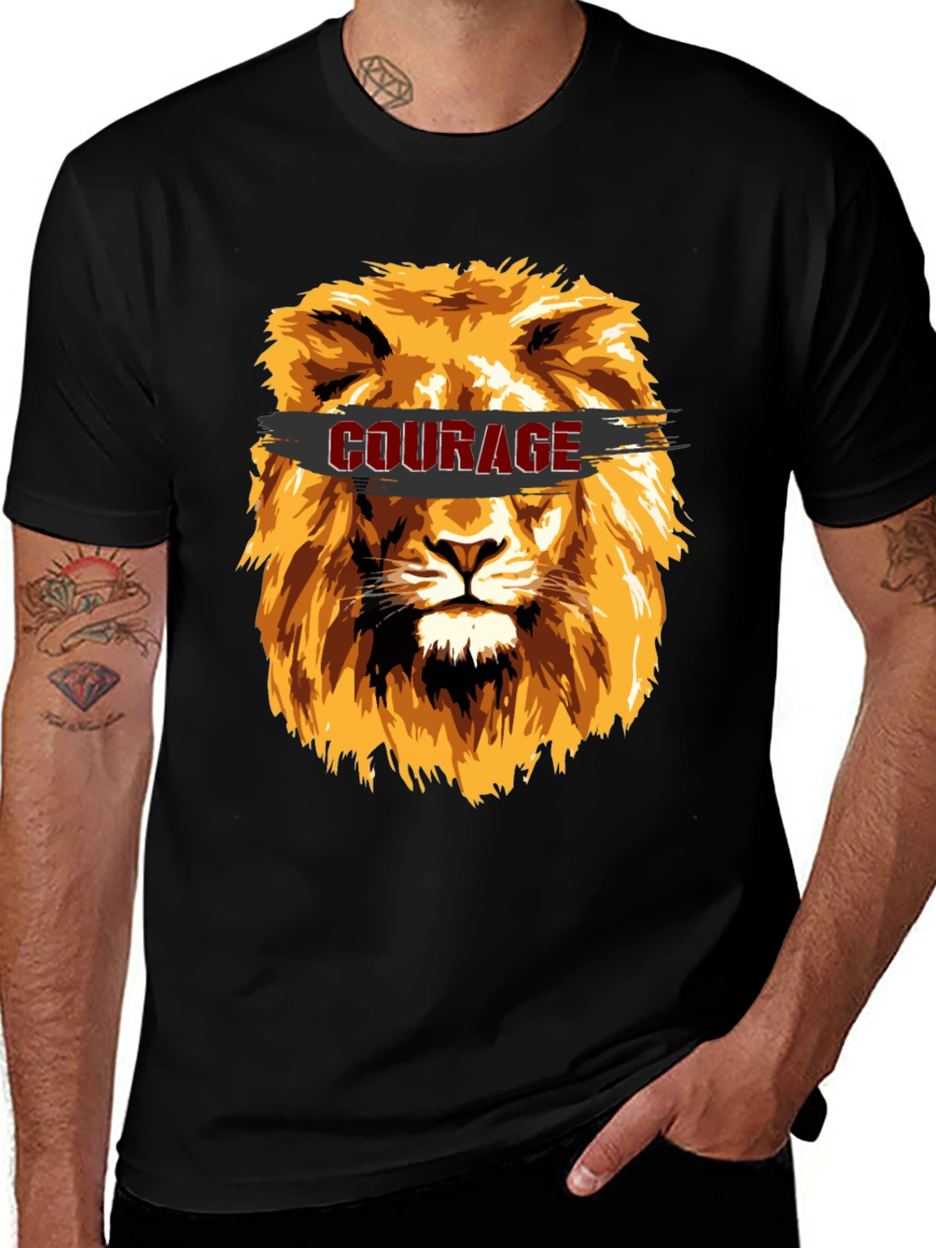 Variant 4 of Courage Lion Graphic T-Shirt - Stylish Men's Tee