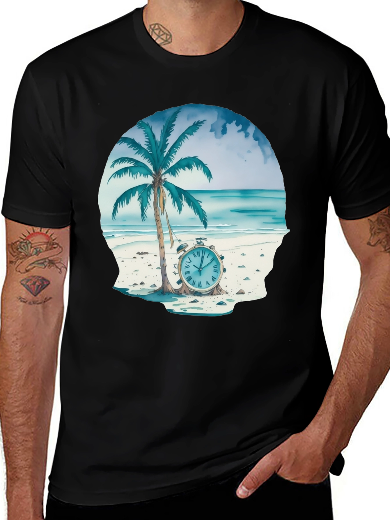 Variant 9 of Beach Time T-Shirt - Tropical Palm Tree Design