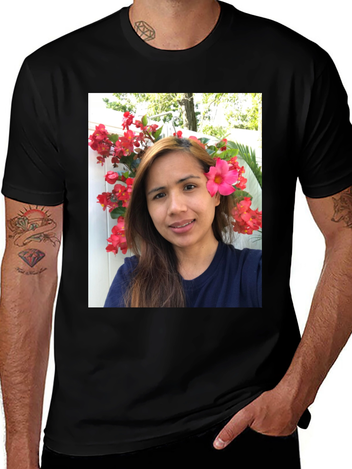 Variant 15 of Floral Selfie T-Shirt - Unique Graphic Tee