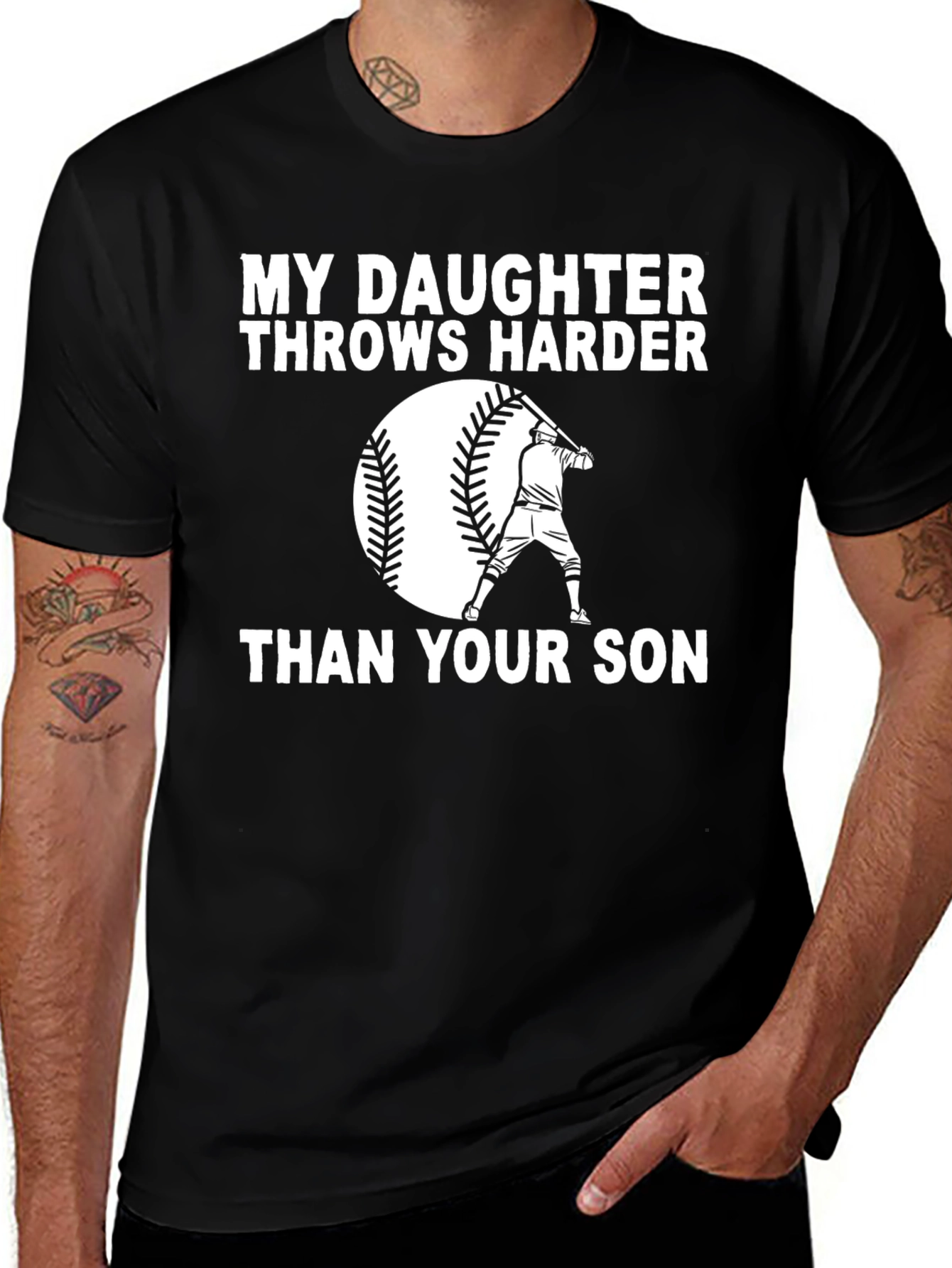 Variant 6 of Funny Baseball Dad T-Shirt: My Daughter Throws Harder