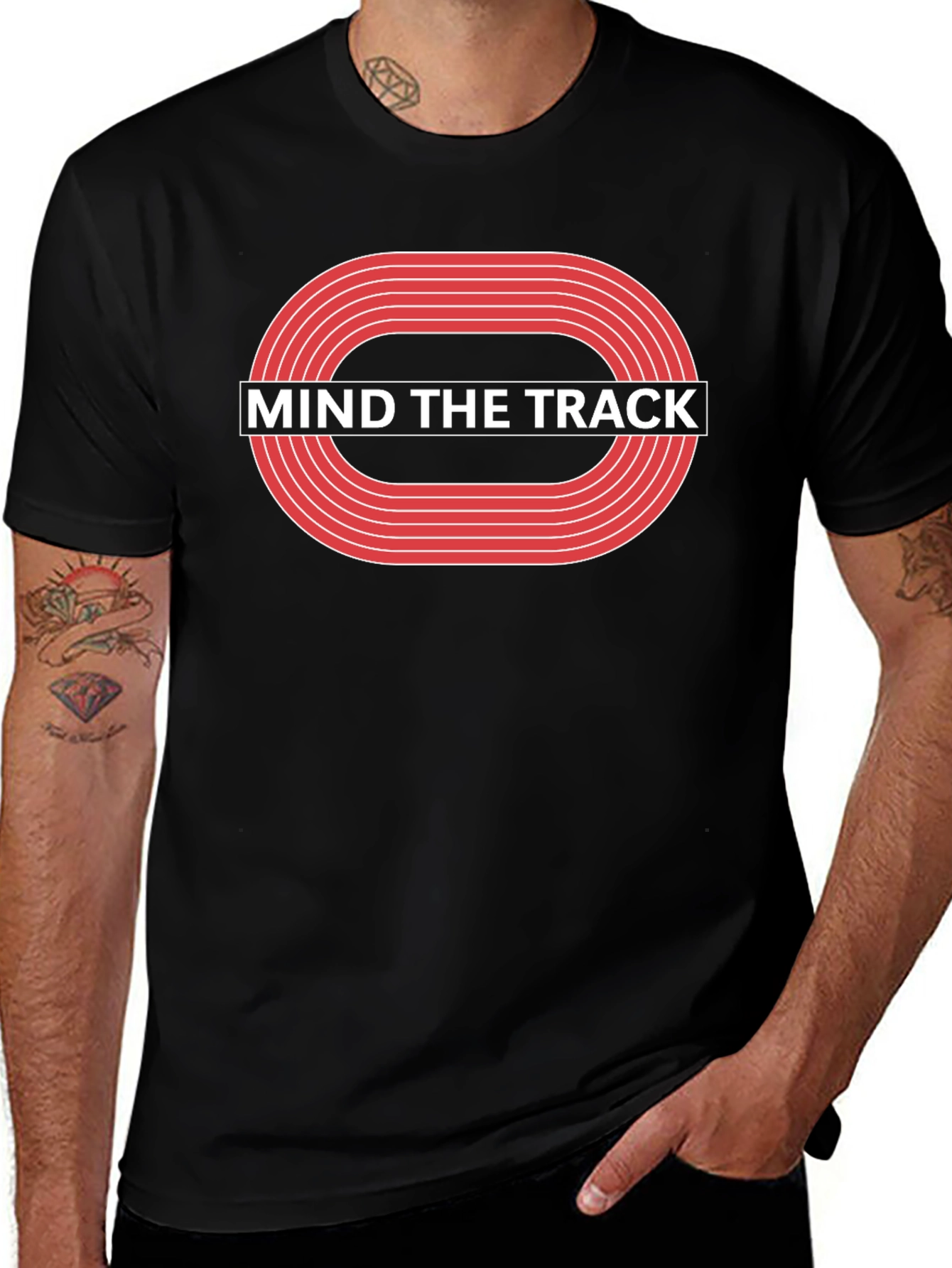 Variant 11 of Mind The Track Black Graphic Tee