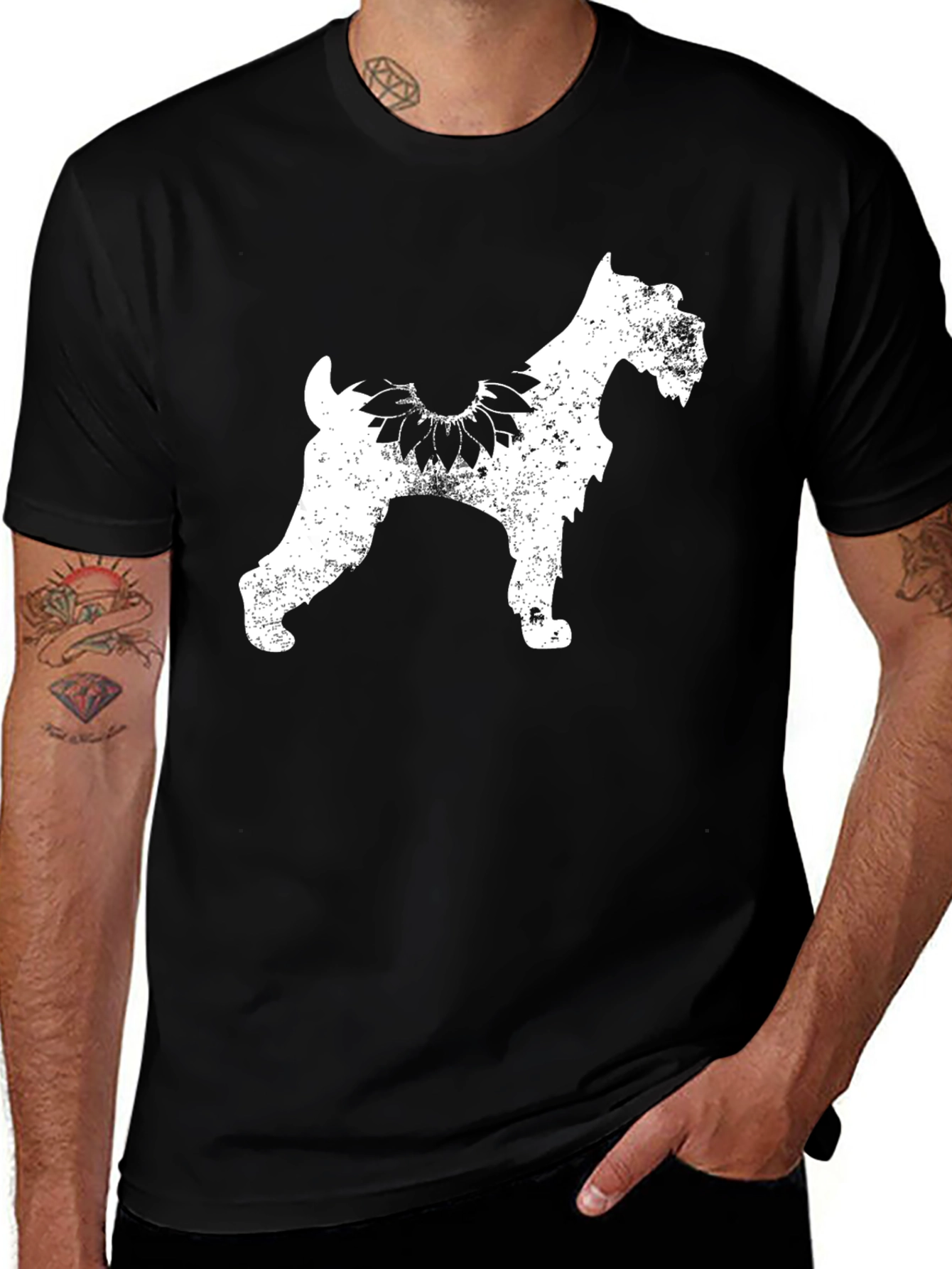 Variant 18 of Dog & Sunflower Graphic T-Shirt - Black