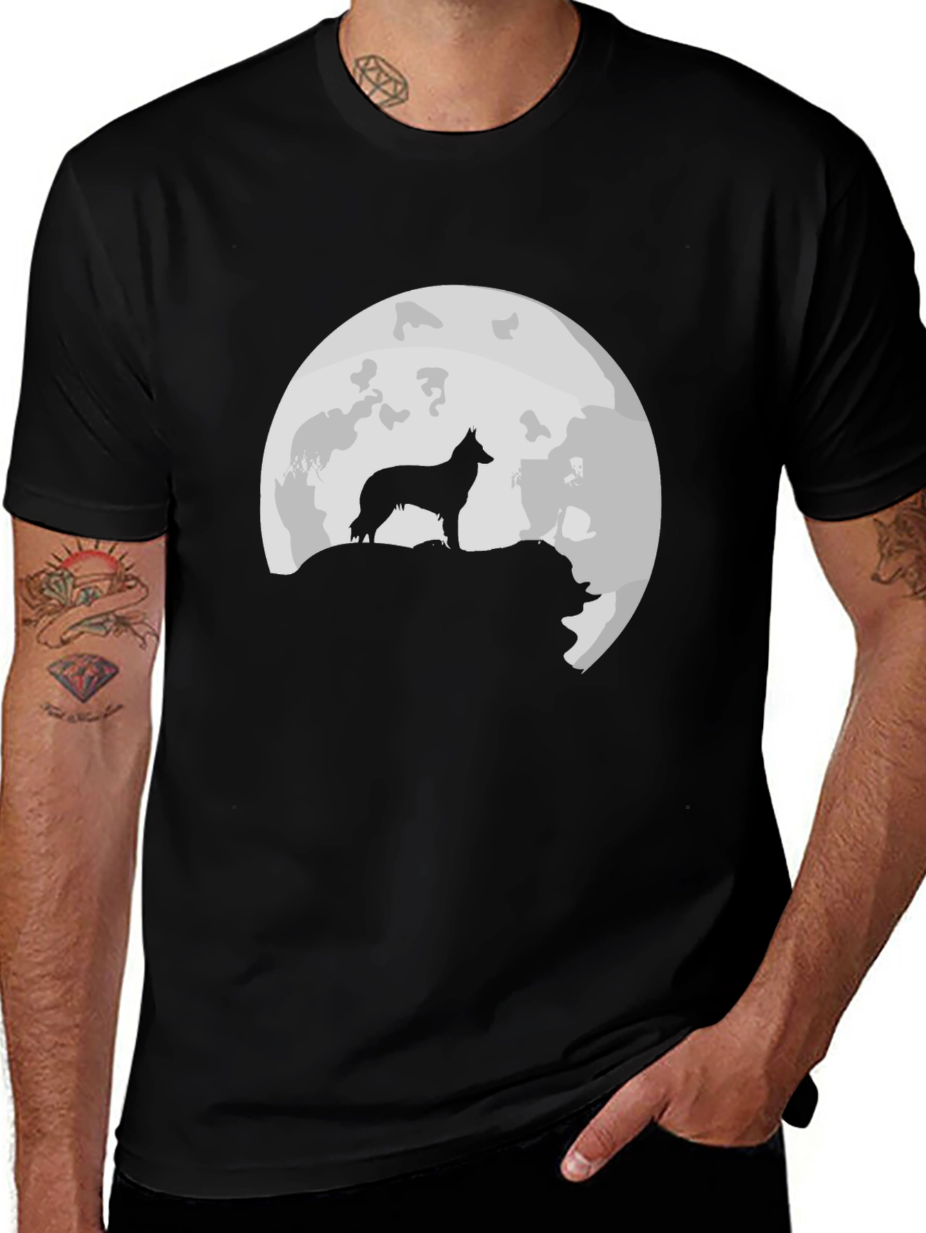 Variant 11 of Wolf Moon T-Shirt - Black