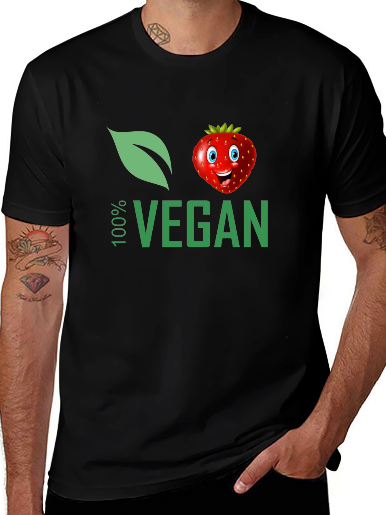 Variant 26 of 100% Vegan T-Shirt with Strawberry Design